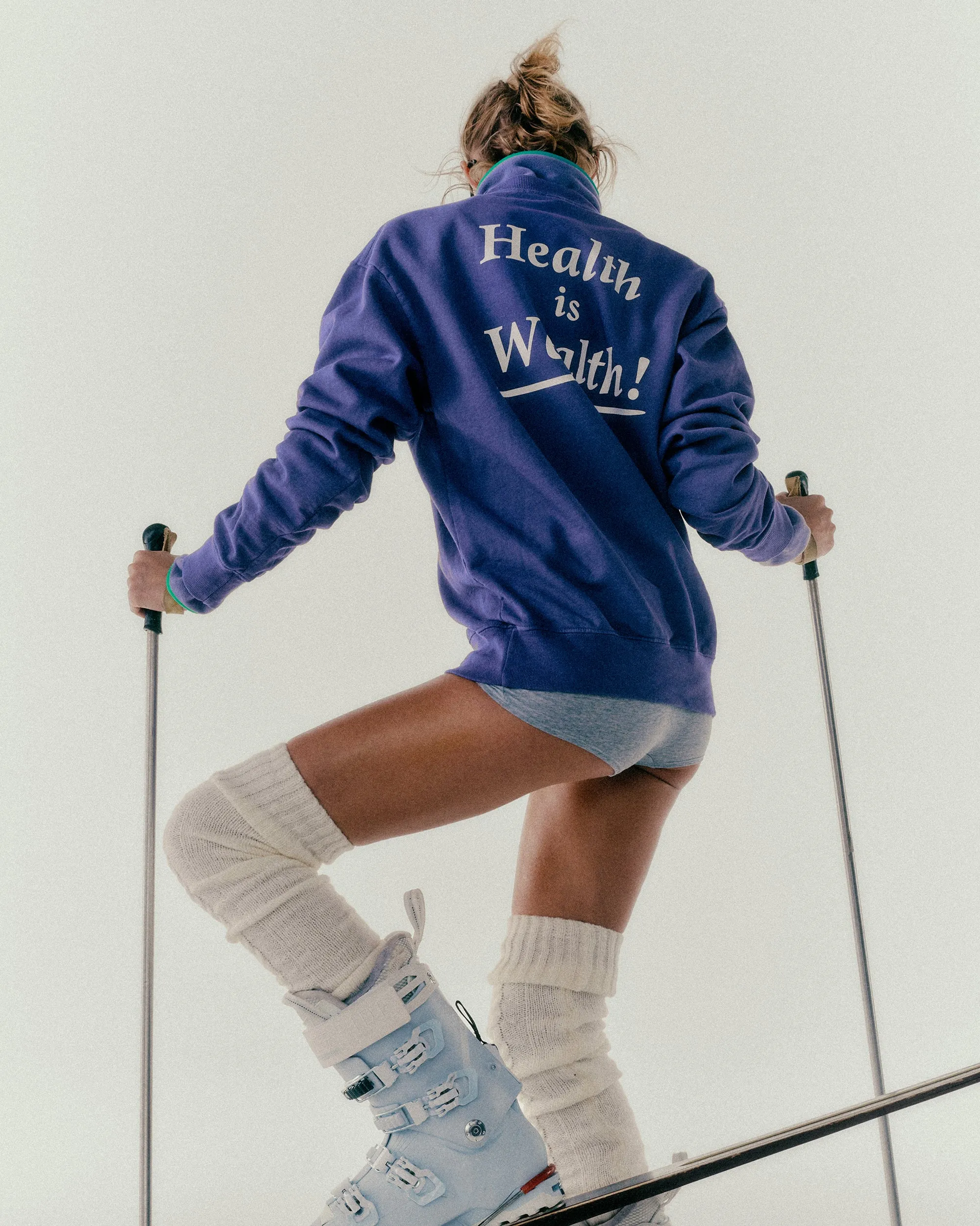 Health Is Wealth Crewneck - Dusty Grape/White sold by Sporty and Rich product image thumbnail 4