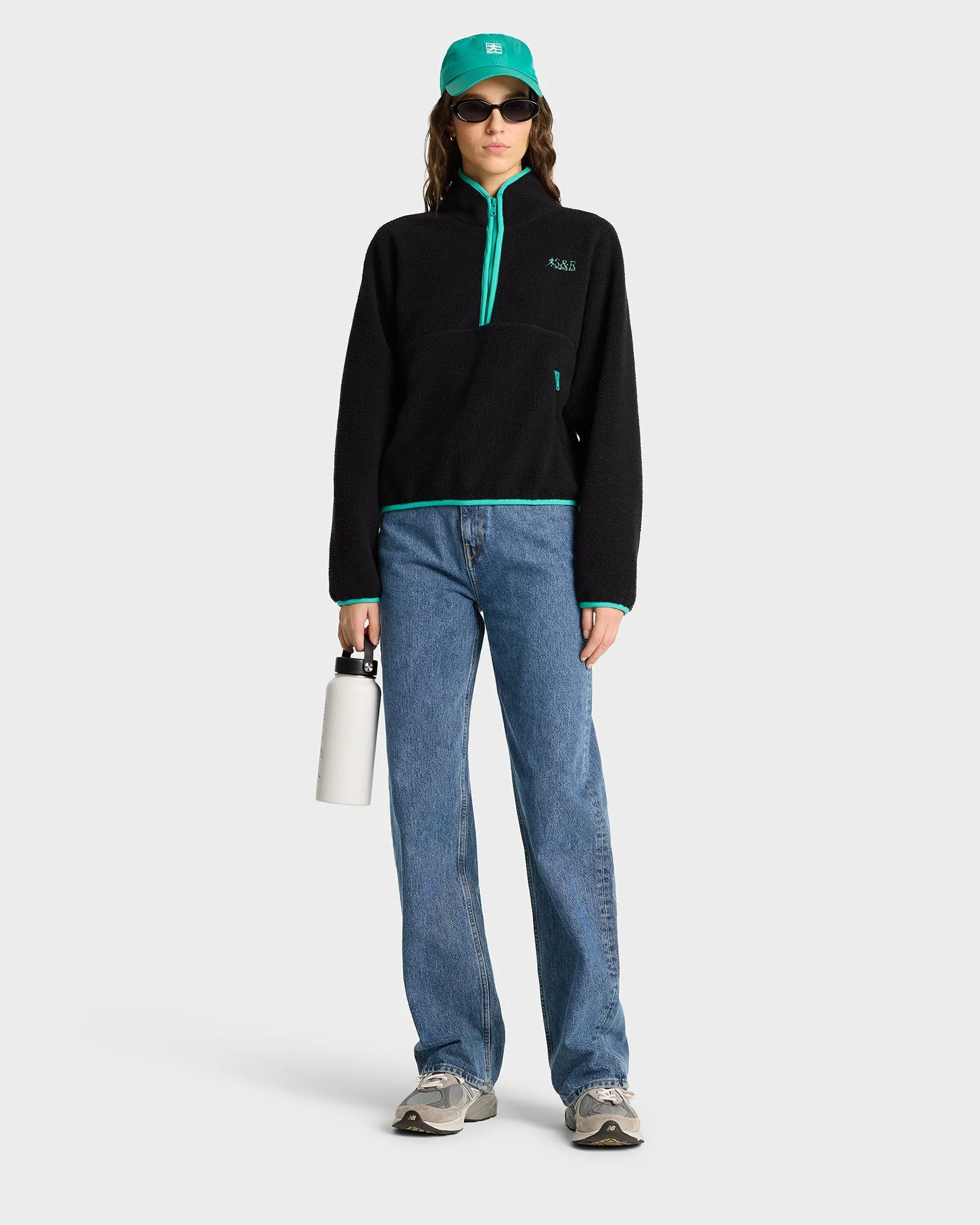 SR Runner Sherpa Quarter zip - Black/Spring Green sold by Sporty and Rich product image thumbnail 2