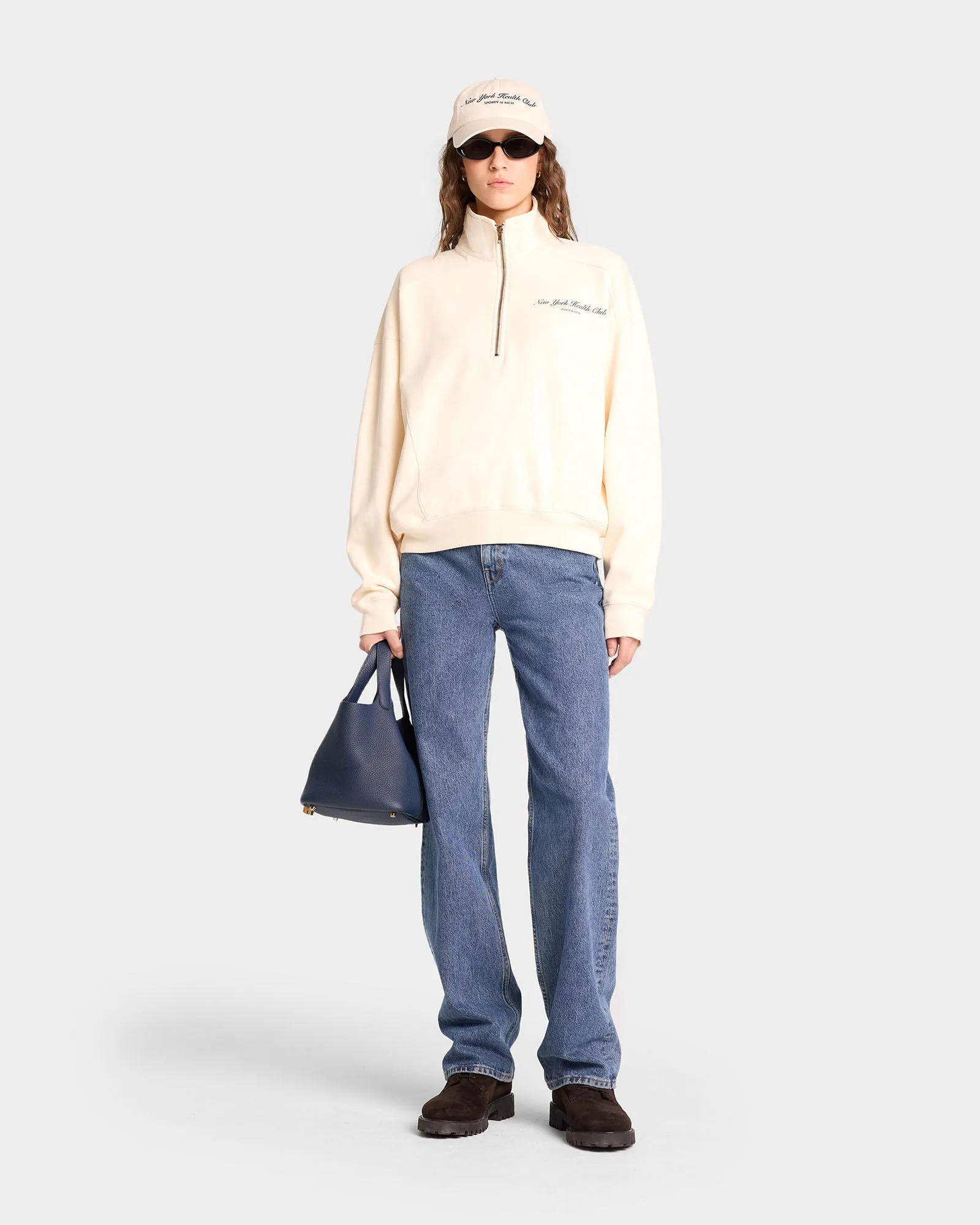 NY Health Club Quarter Zip - Cream/Navy sold by Sporty and Rich product image thumbnail 3