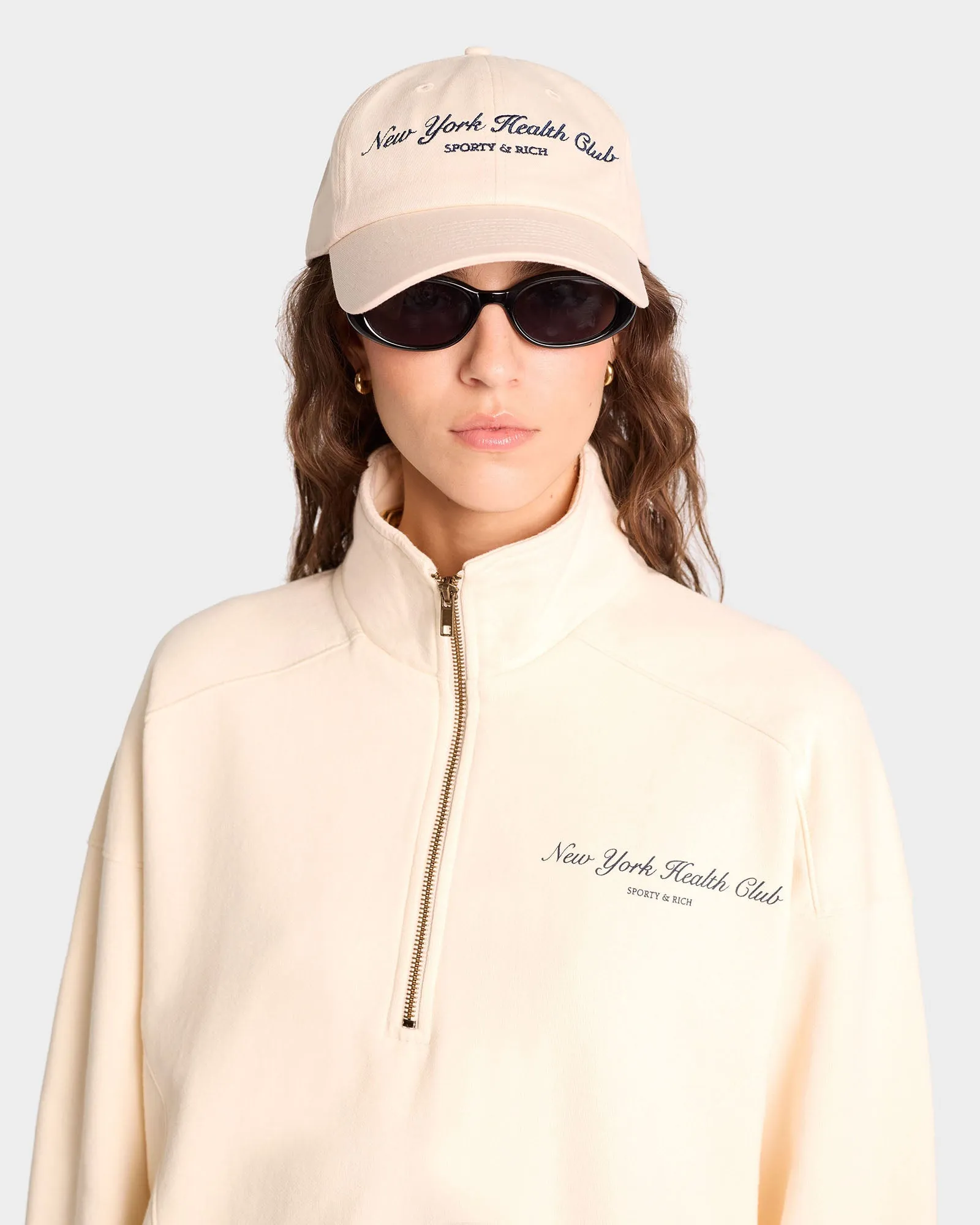 NY Health Club Quarter Zip - Cream/Navy sold by Sporty and Rich product image thumbnail 5