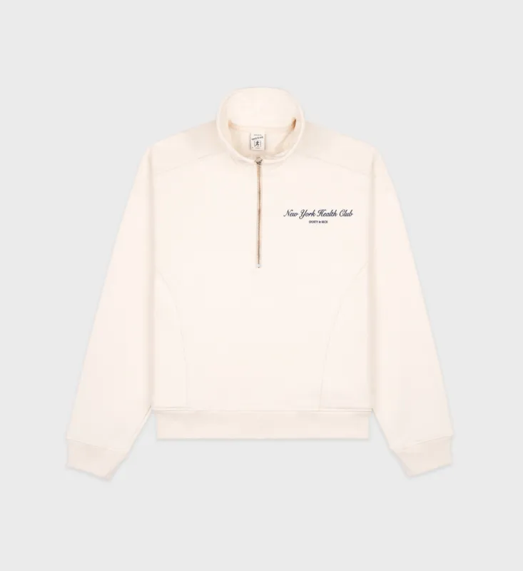 NY Health Club Quarter Zip - Cream/Navy sold by Sporty and Rich