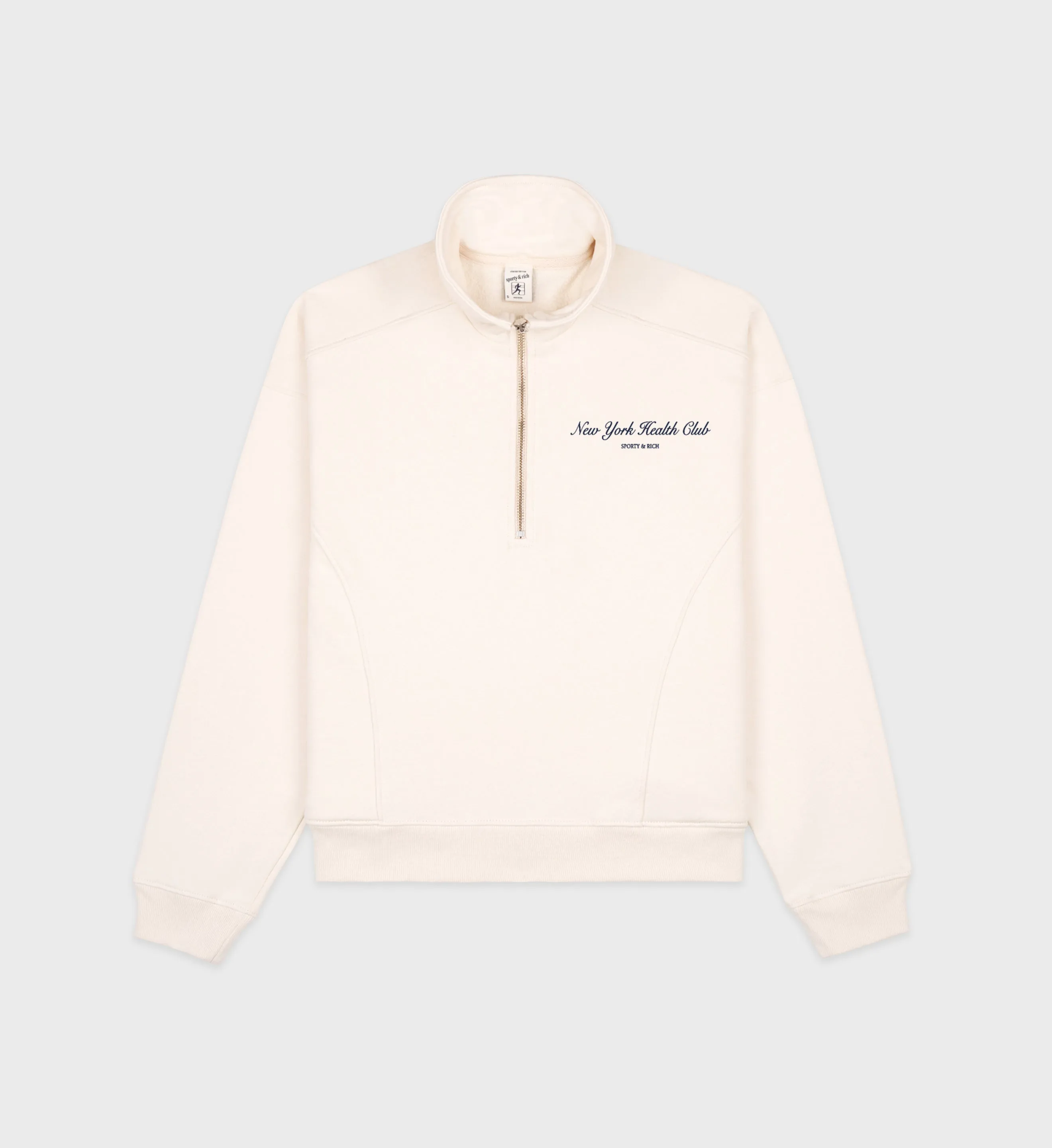 NY Health Club Quarter Zip - Cream/Navy sold by Sporty and Rich