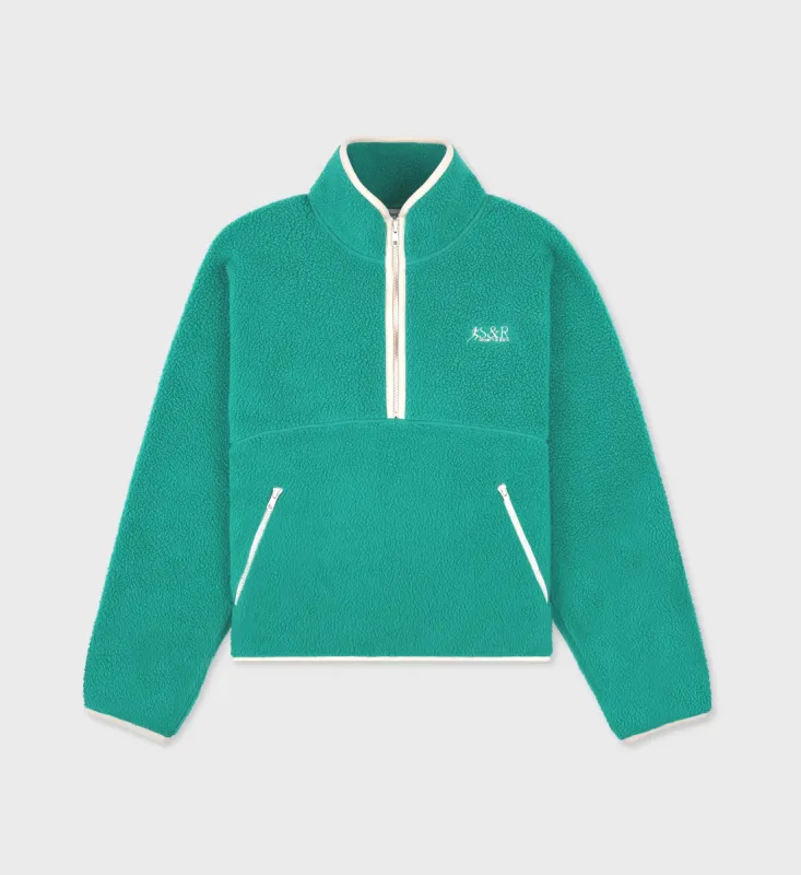 SR Runner Sherpa Quarter zip - Spring Green/Cream sold by Sporty and Rich