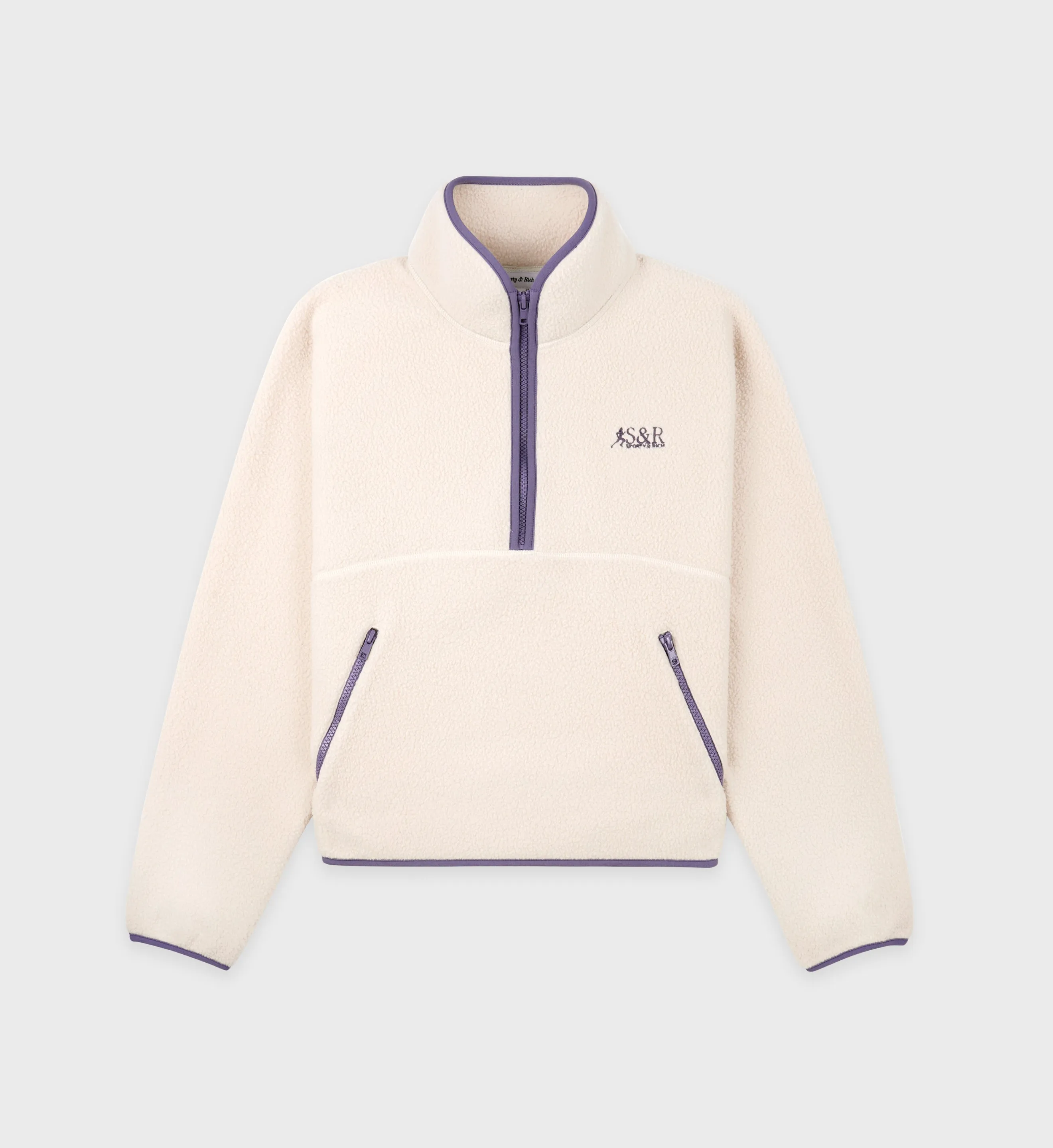 SR Runner Sherpa Quarter Zip - Cream/Dustry Grape sold by Sporty and Rich