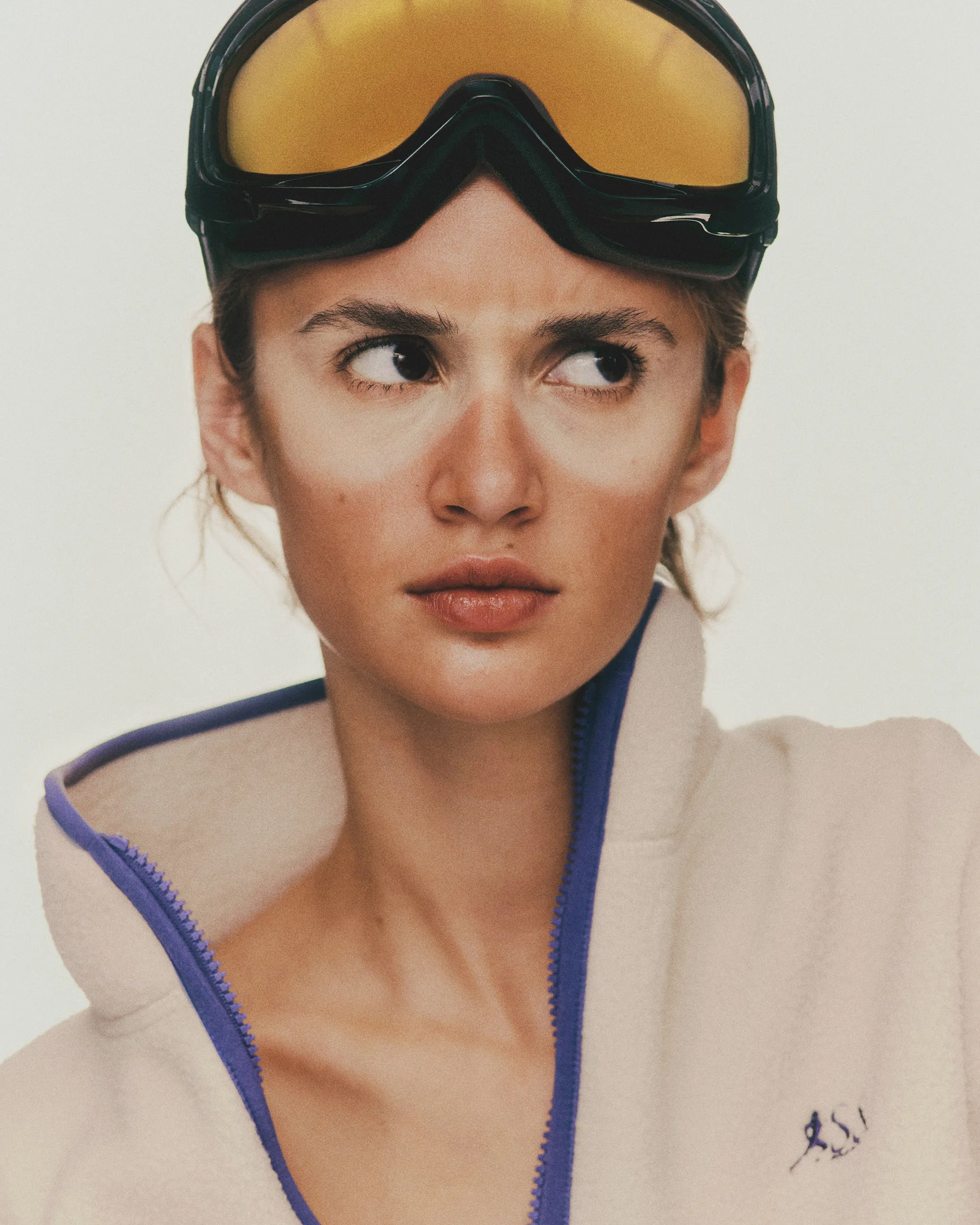 SR Runner Sherpa Quarter Zip - Cream/Dustry Grape sold by Sporty and Rich product image thumbnail 3