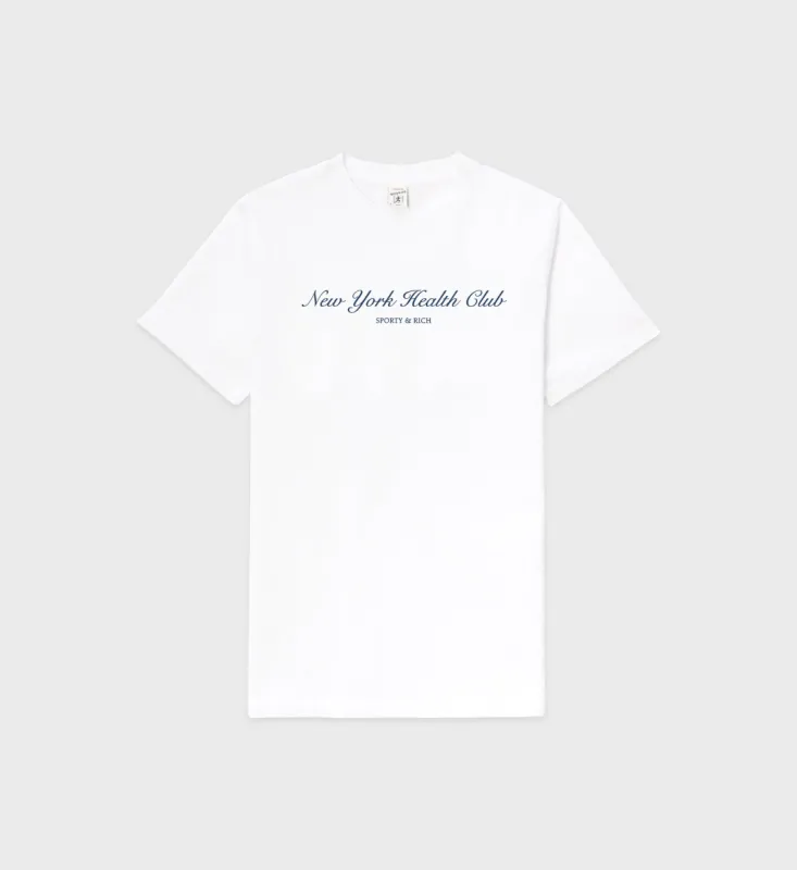 NY Health Club T-Shirt - White/Navy sold by Sporty and Rich