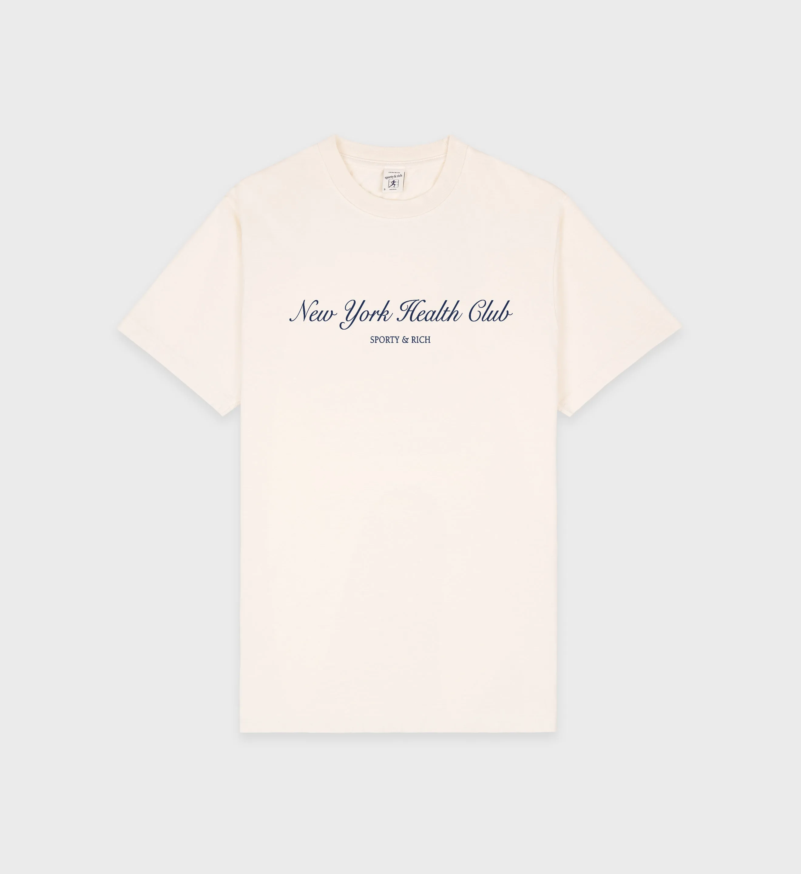 NY Health Club T-Shirt - Cream/Navy sold by Sporty and Rich