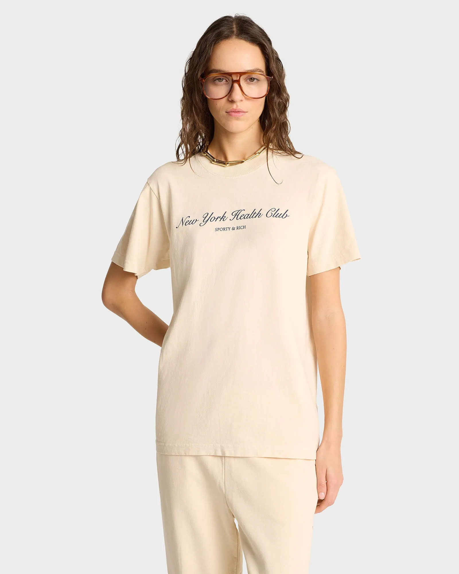 NY Health Club T-Shirt - Cream/Navy sold by Sporty and Rich product image thumbnail 3