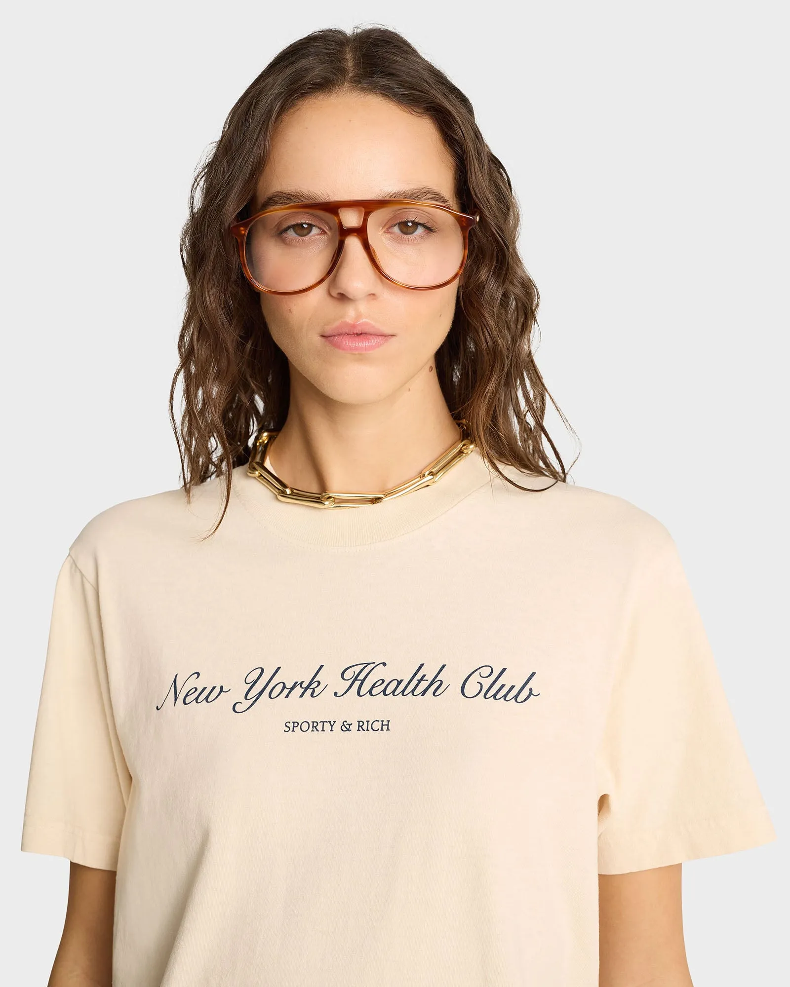 NY Health Club T-Shirt - Cream/Navy sold by Sporty and Rich product image thumbnail 4
