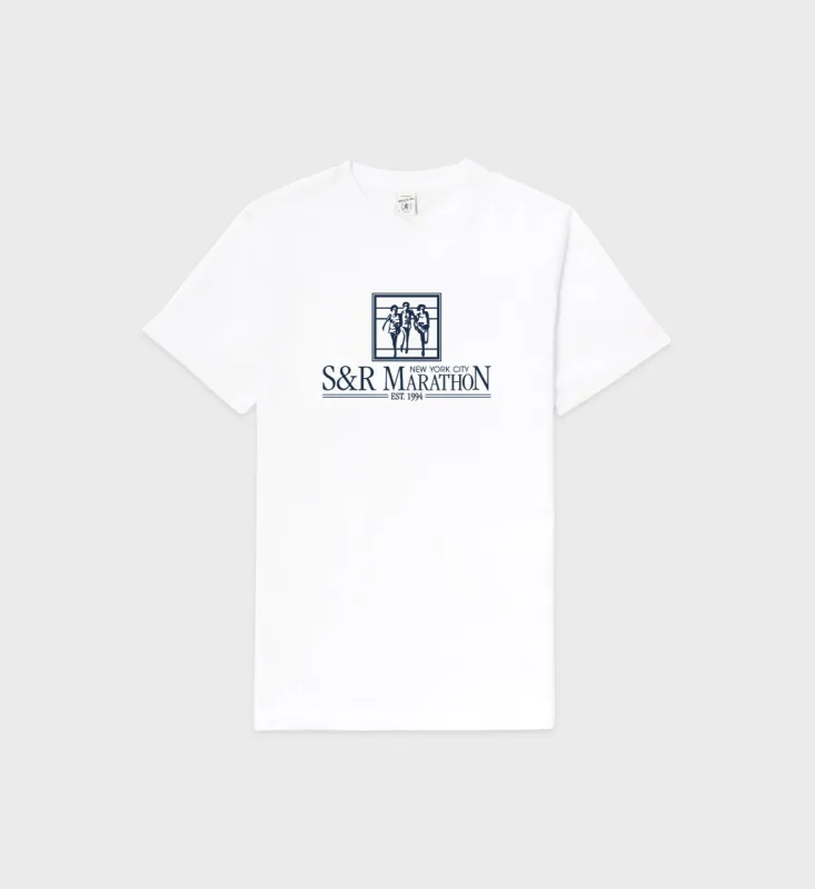 NY Marathon T-Shirt - White/Navy sold by Sporty and Rich