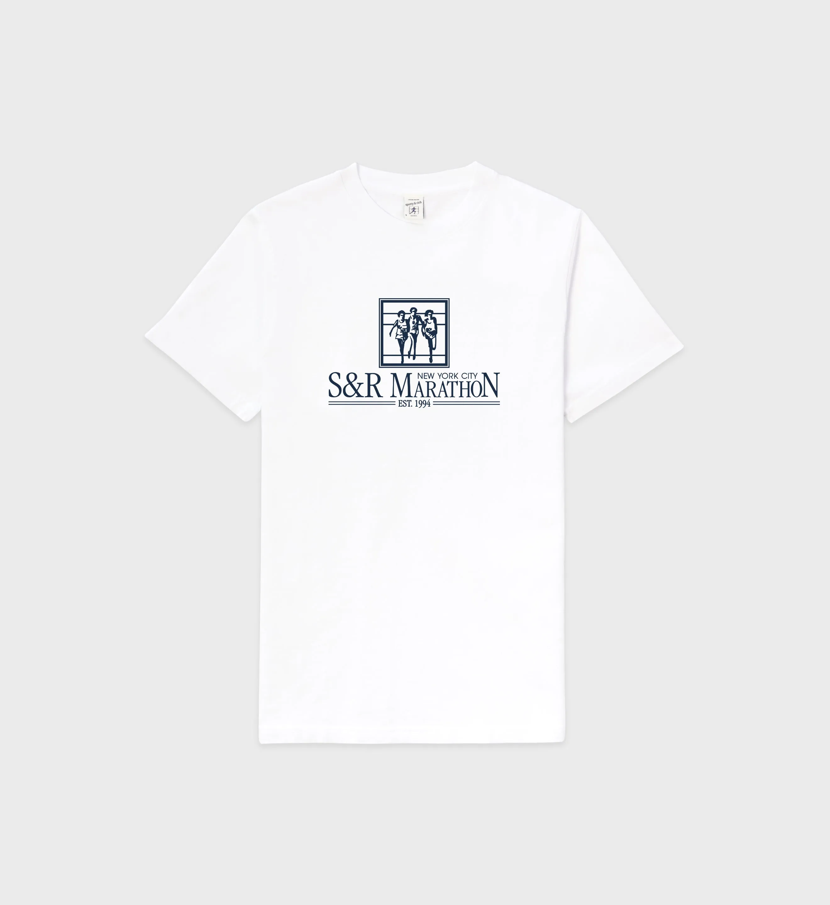 NY Marathon T-Shirt - White/Navy sold by Sporty and Rich