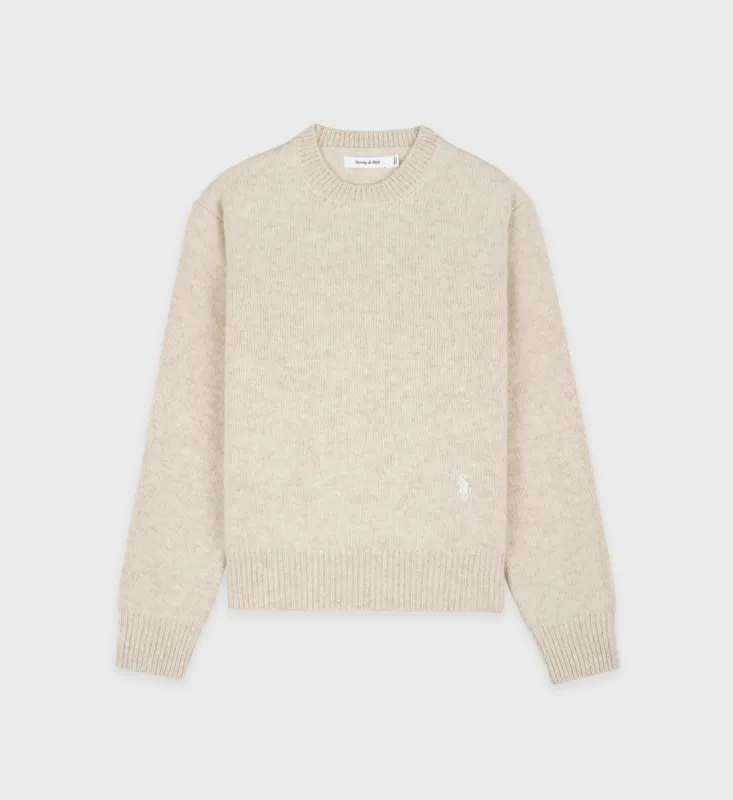SRC Wool Crewneck - Cream/White sold by Sporty and Rich
