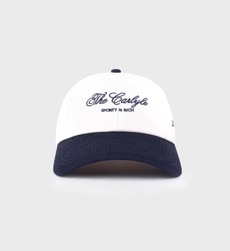 The Carlyle Souvenir Hat - White/Navy sold by Sporty and Rich