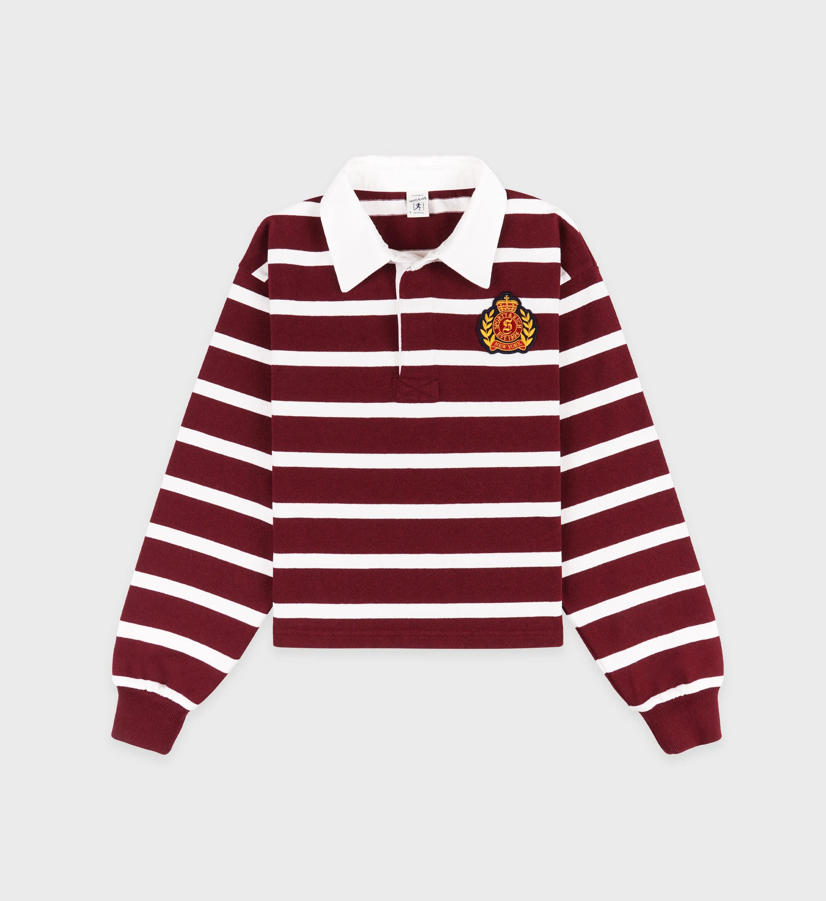 NY Crest Rugby Polo - Merlot/White sold by Sporty and Rich