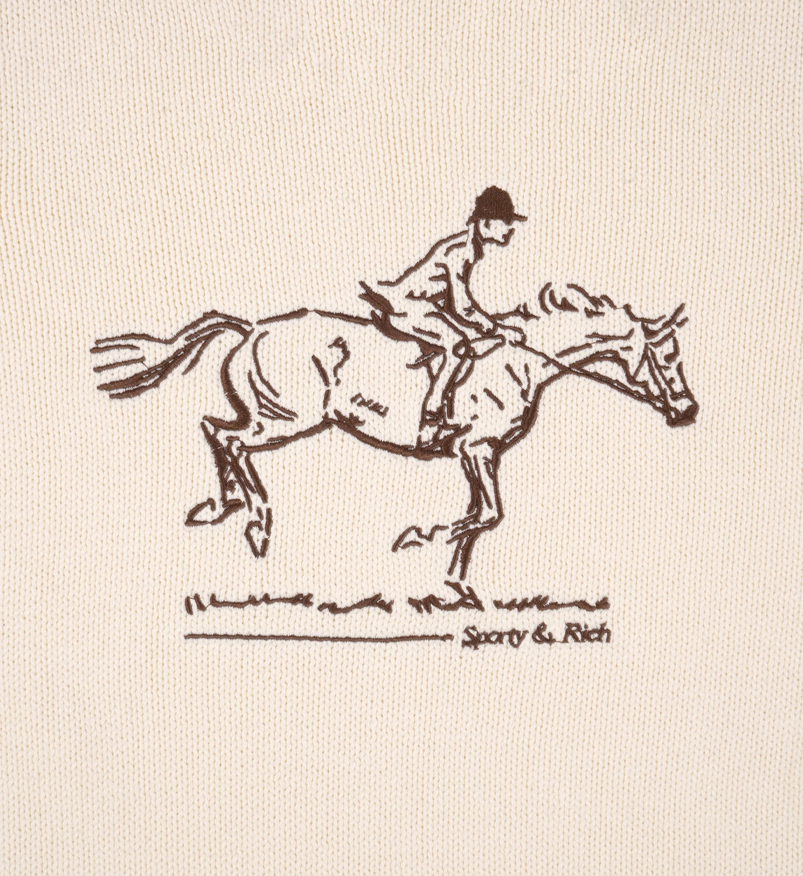Horse Knitted Sweater - Cream sold by Sporty and Rich product image thumbnail 4
