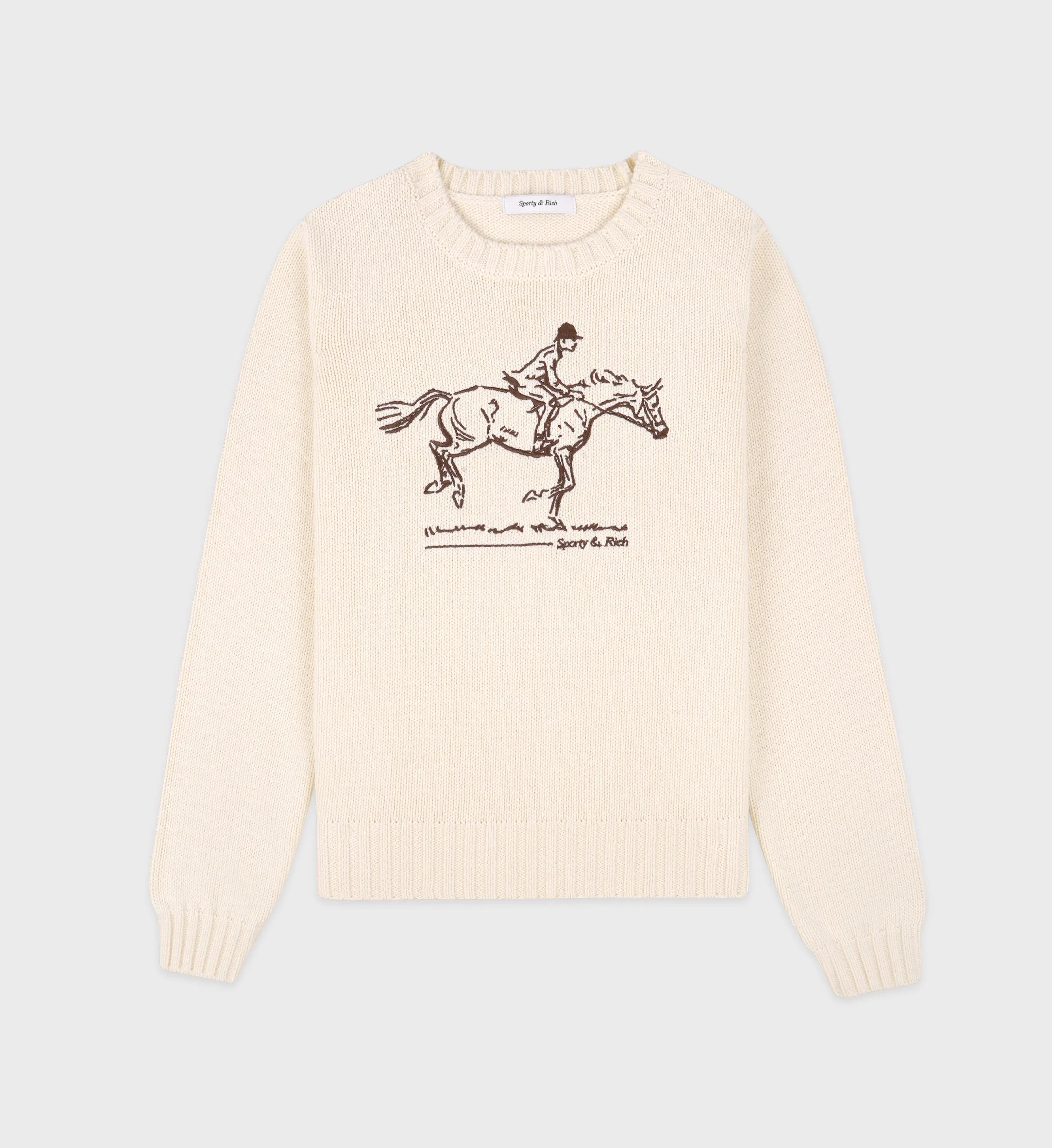 Horse Knitted Sweater - Cream sold by Sporty and Rich