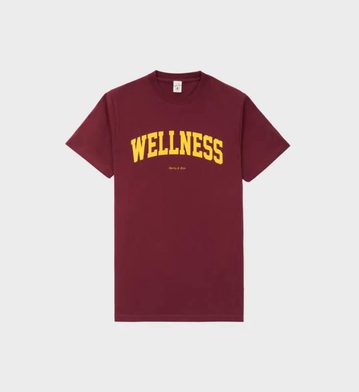 Wellness Ivy T-Shirt - Merlot/Gold sold by Sporty and Rich