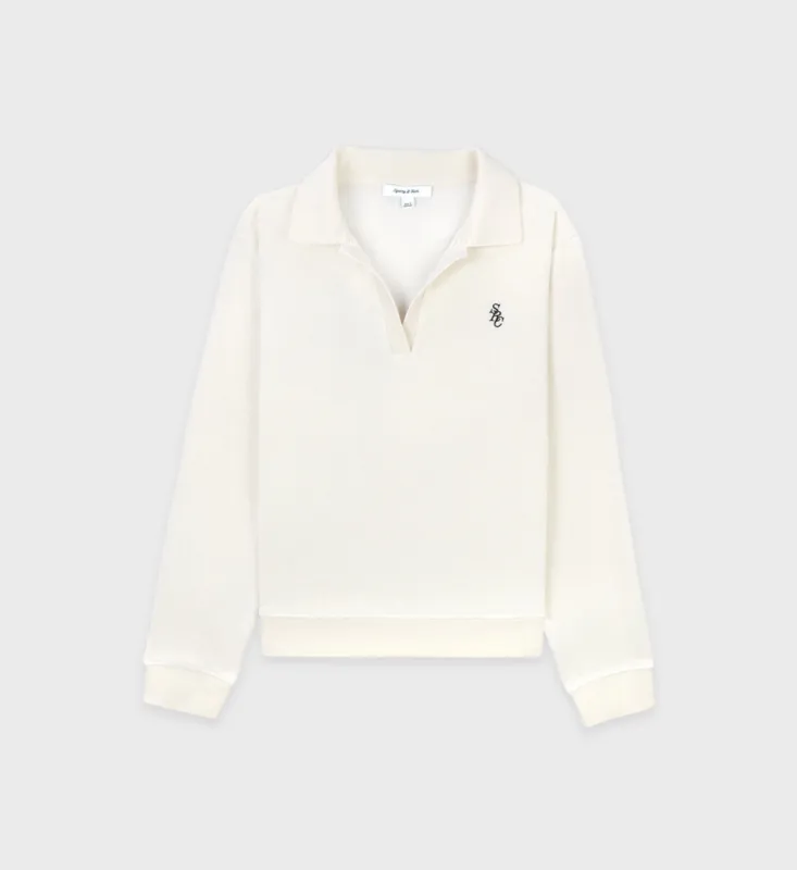 SRC Longsleeve Terry Polo - Cream sold by Sporty and Rich