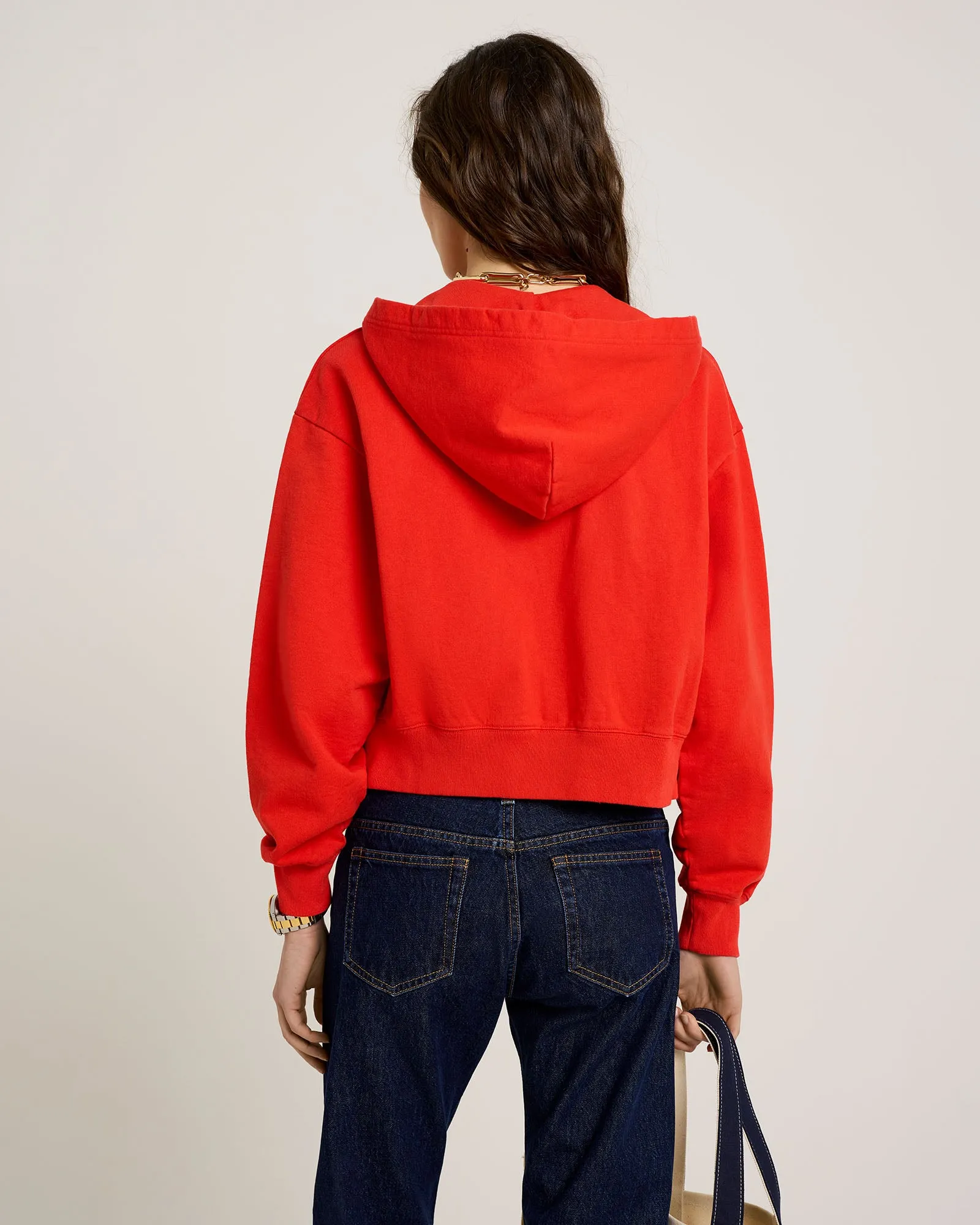 Royal Club Cropped Zip Hoodie - Bright Red/White sold by Sporty and Rich product image thumbnail 4