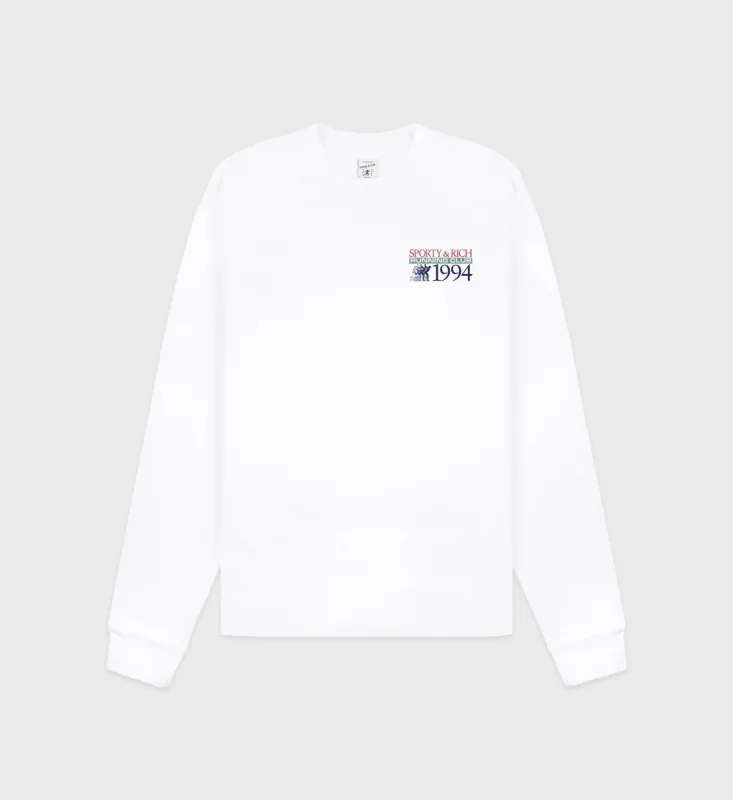 Finish Line Longsleeve - White/Multi sold by Sporty and Rich