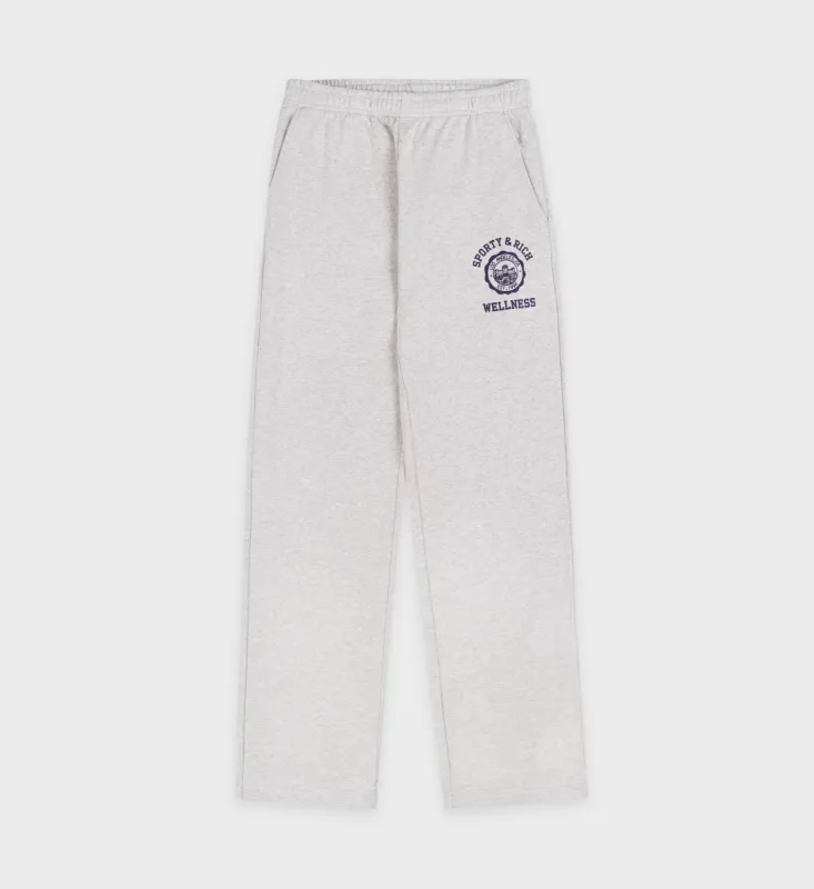Emblem Straight Leg Sweatpant - Heather Gray/Navy sold by Sporty and Rich