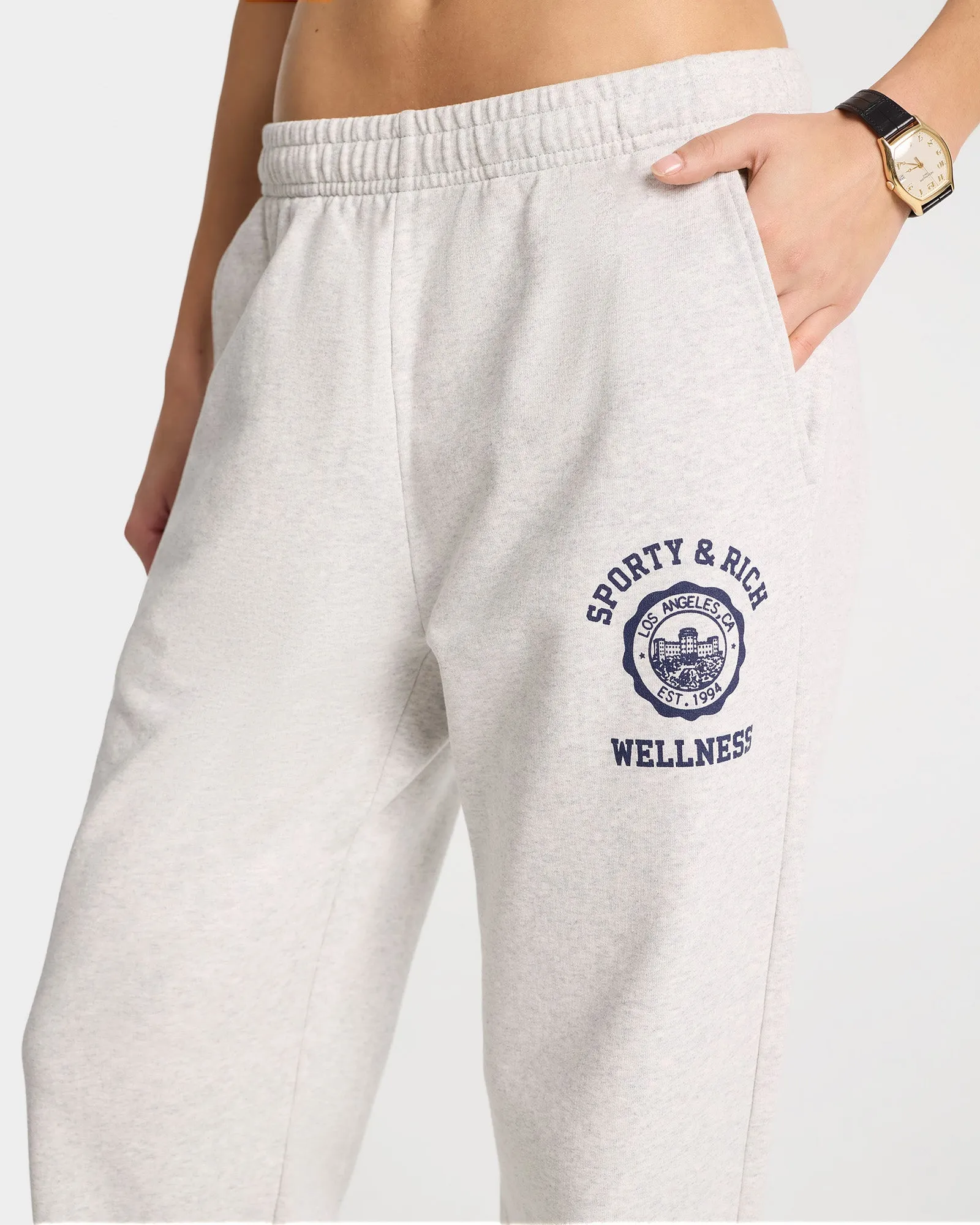 Emblem Straight Leg Sweatpant - Heather Gray/Navy sold by Sporty and Rich product image thumbnail 4