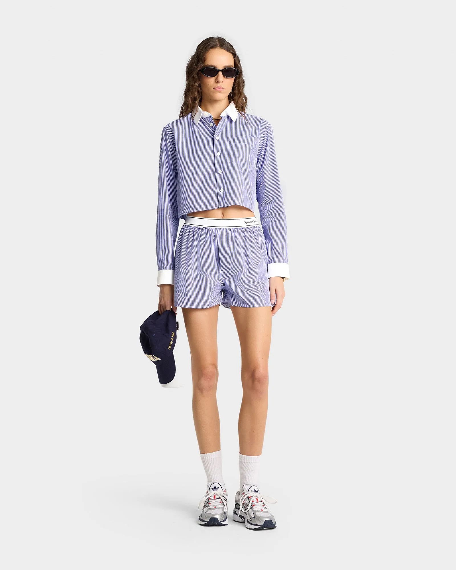 Serif Logo Boxer - White/Blue Stripe sold by Sporty and Rich product image thumbnail 2