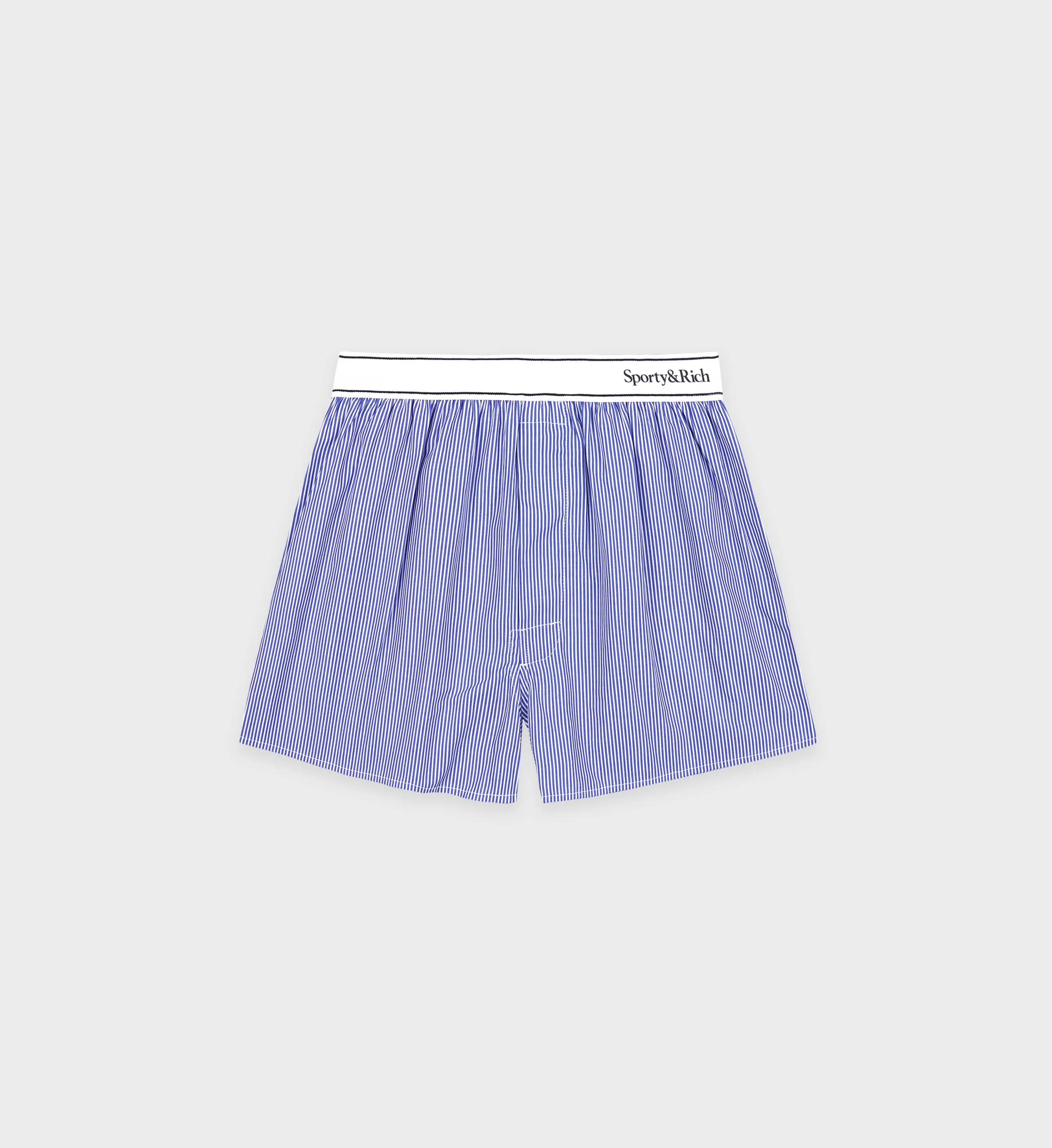 Serif Logo Boxer - White/Blue Stripe sold by Sporty and Rich