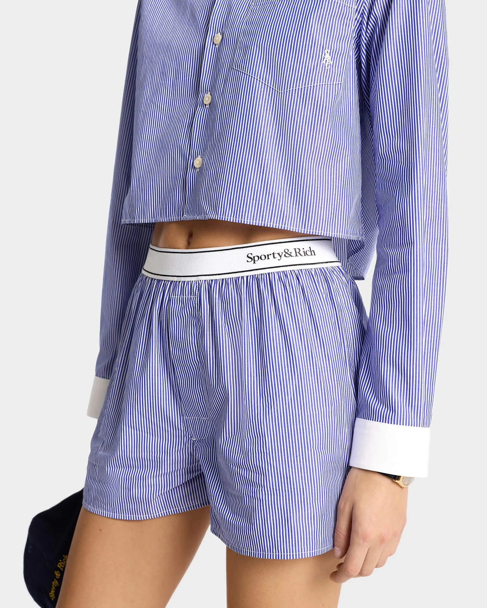 Serif Logo Boxer - White/Blue Stripe sold by Sporty and Rich product image thumbnail 4