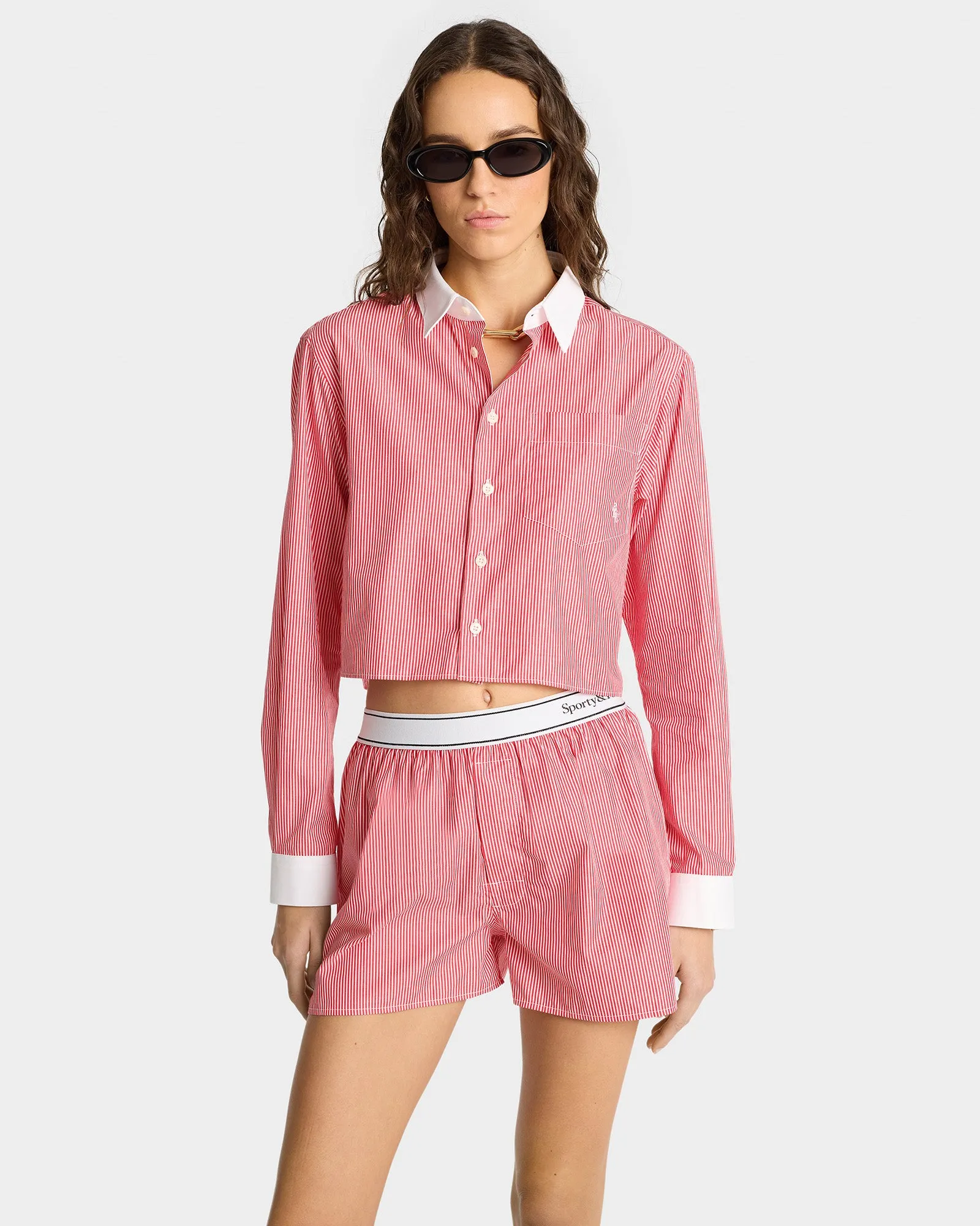 SRC Cropped Shirt - White/Red Stripe sold by Sporty and Rich product image thumbnail 5