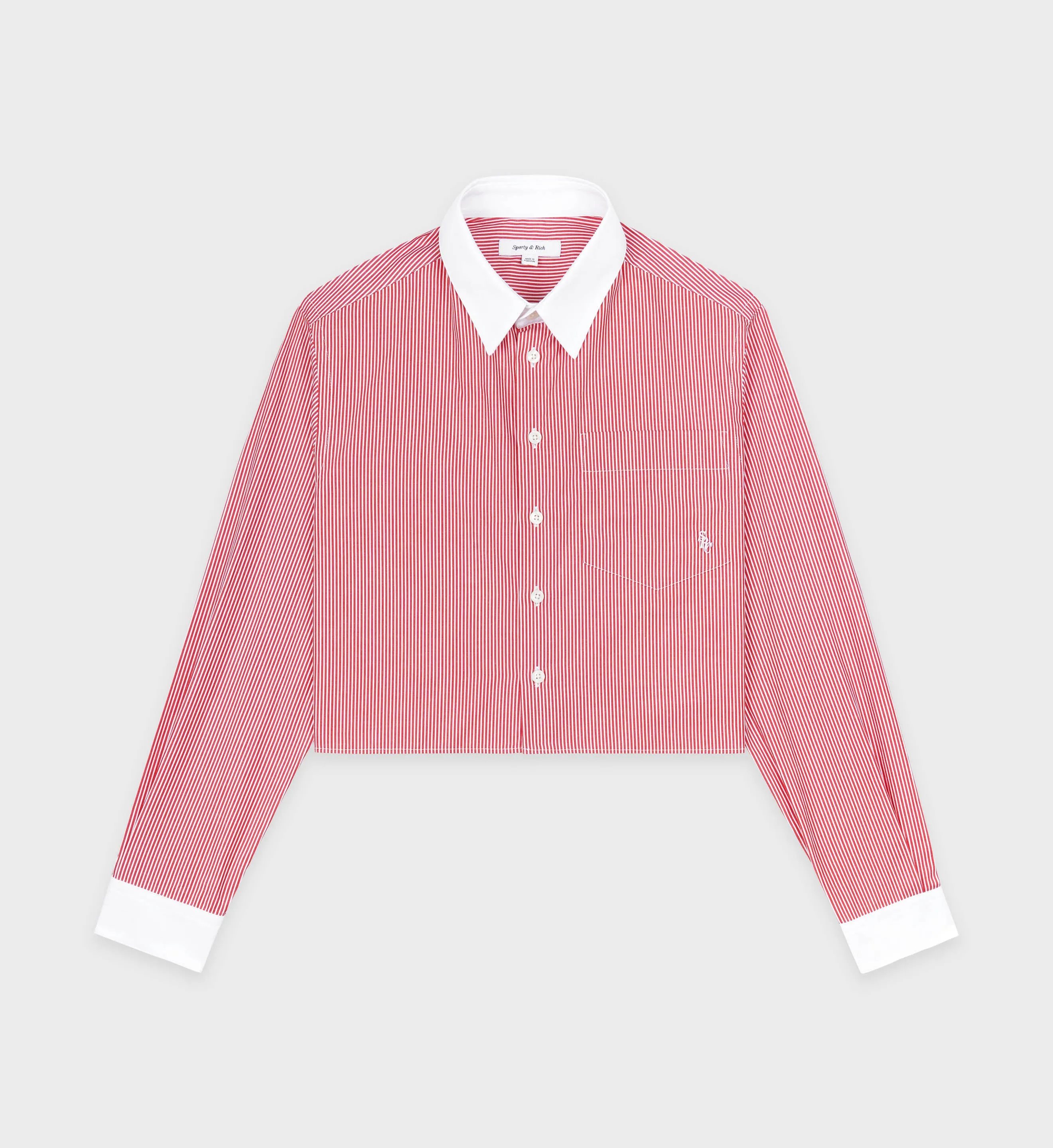 SRC Cropped Shirt - White/Red Stripe sold by Sporty and Rich