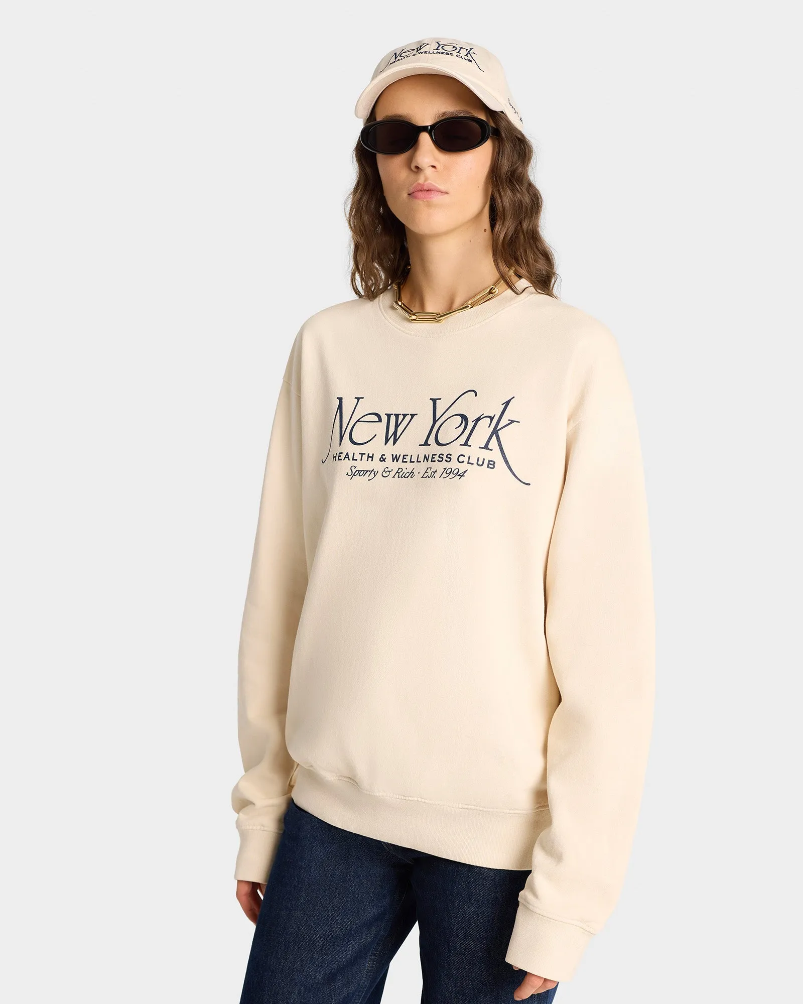 NY 94 Crewneck - Cream/Navy sold by Sporty and Rich product image thumbnail 3
