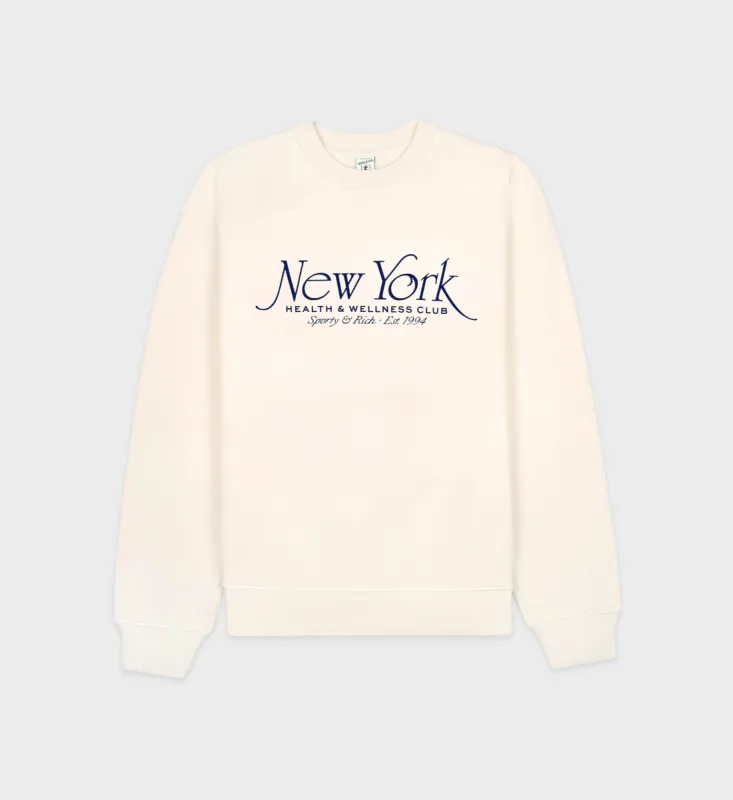 NY 94 Crewneck - Cream/Navy sold by Sporty and Rich