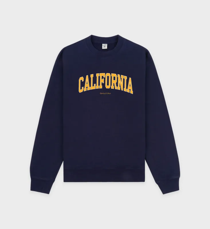 California Crewneck - Navy/Gold sold by Sporty and Rich