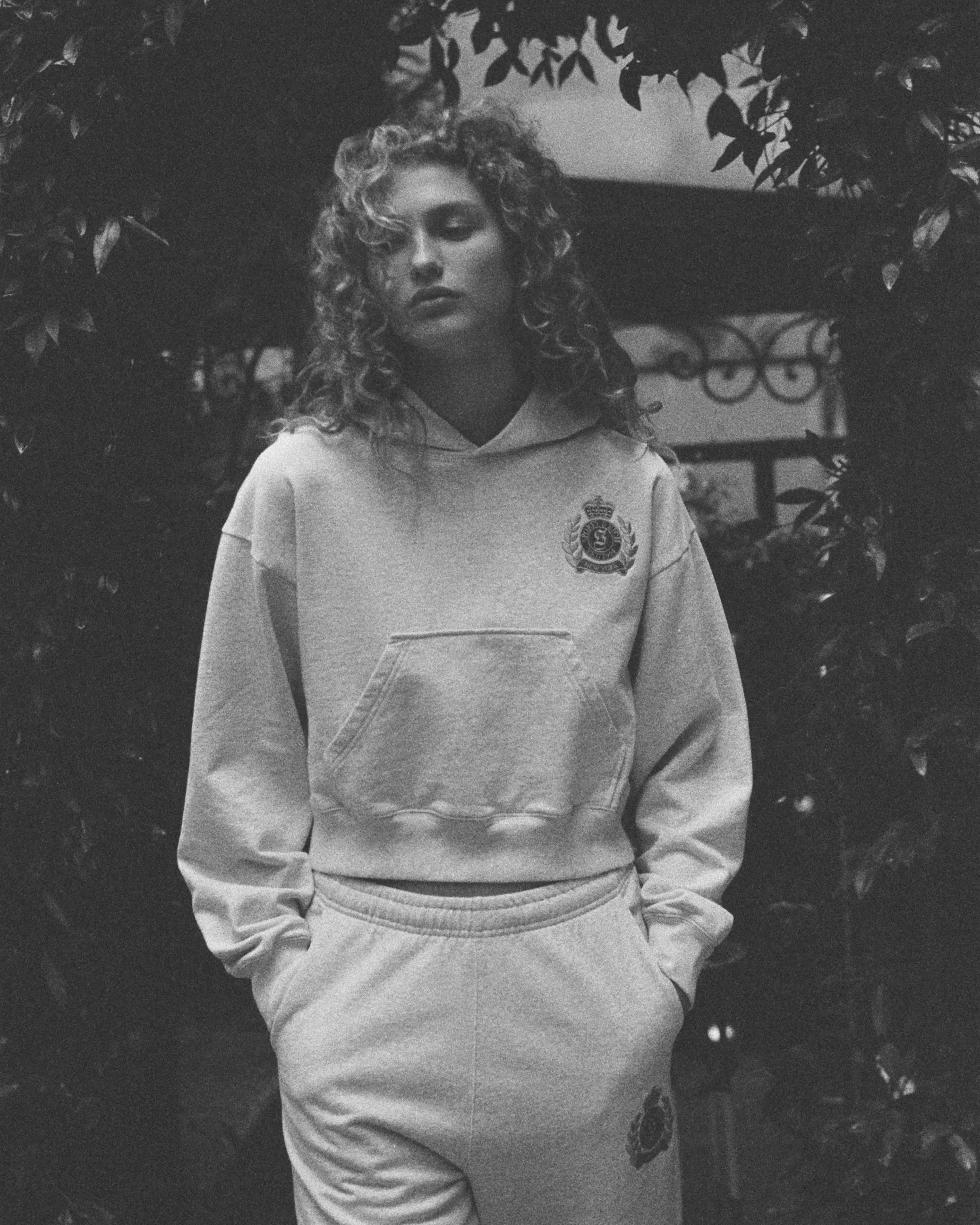 NY Crest Cropped Hoodie - Heather Gray/Gold sold by Sporty and Rich product image thumbnail 2