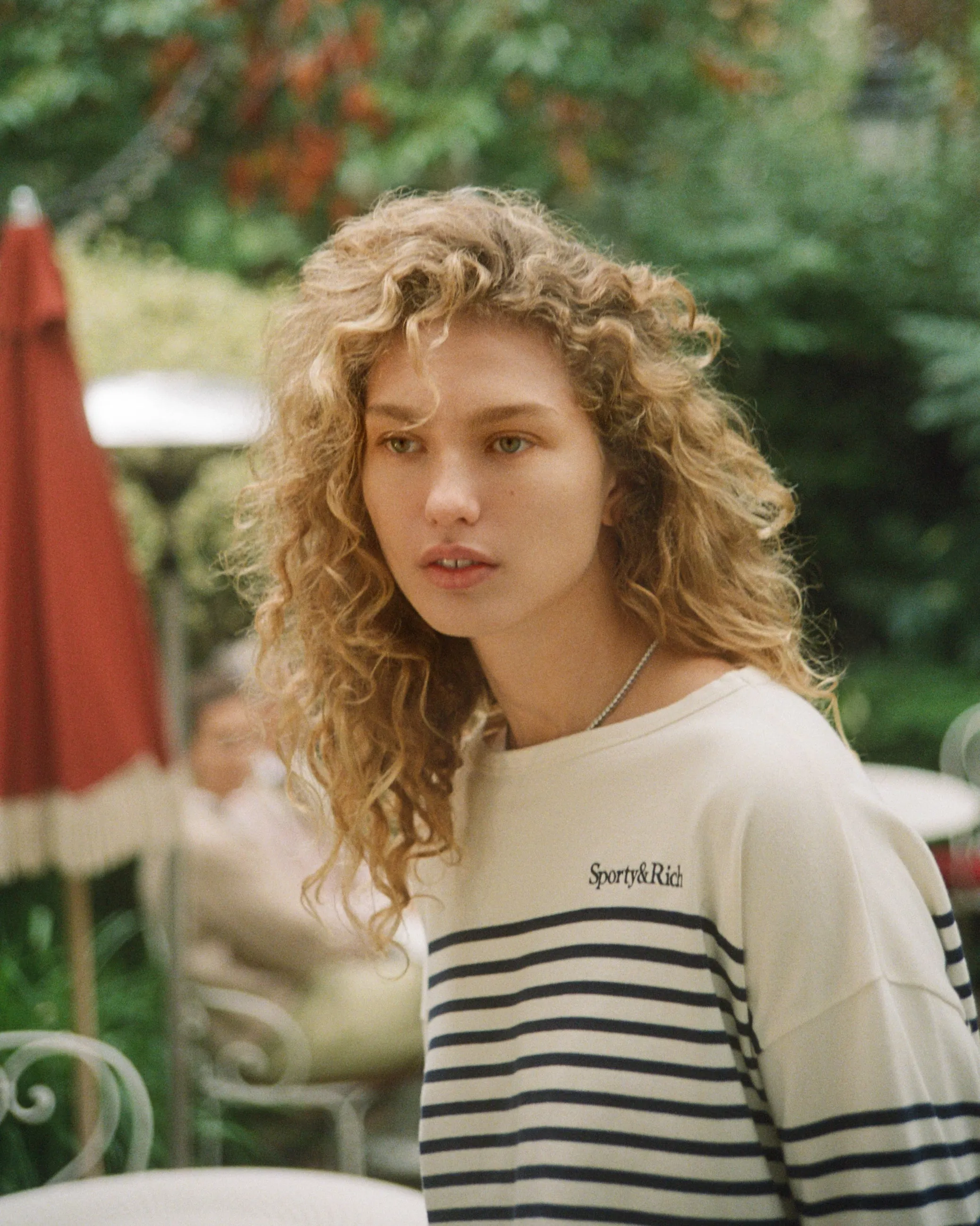 Serif Logo Mariniere Sweater - Off White/Navy Stripe sold by Sporty and Rich product image thumbnail 3