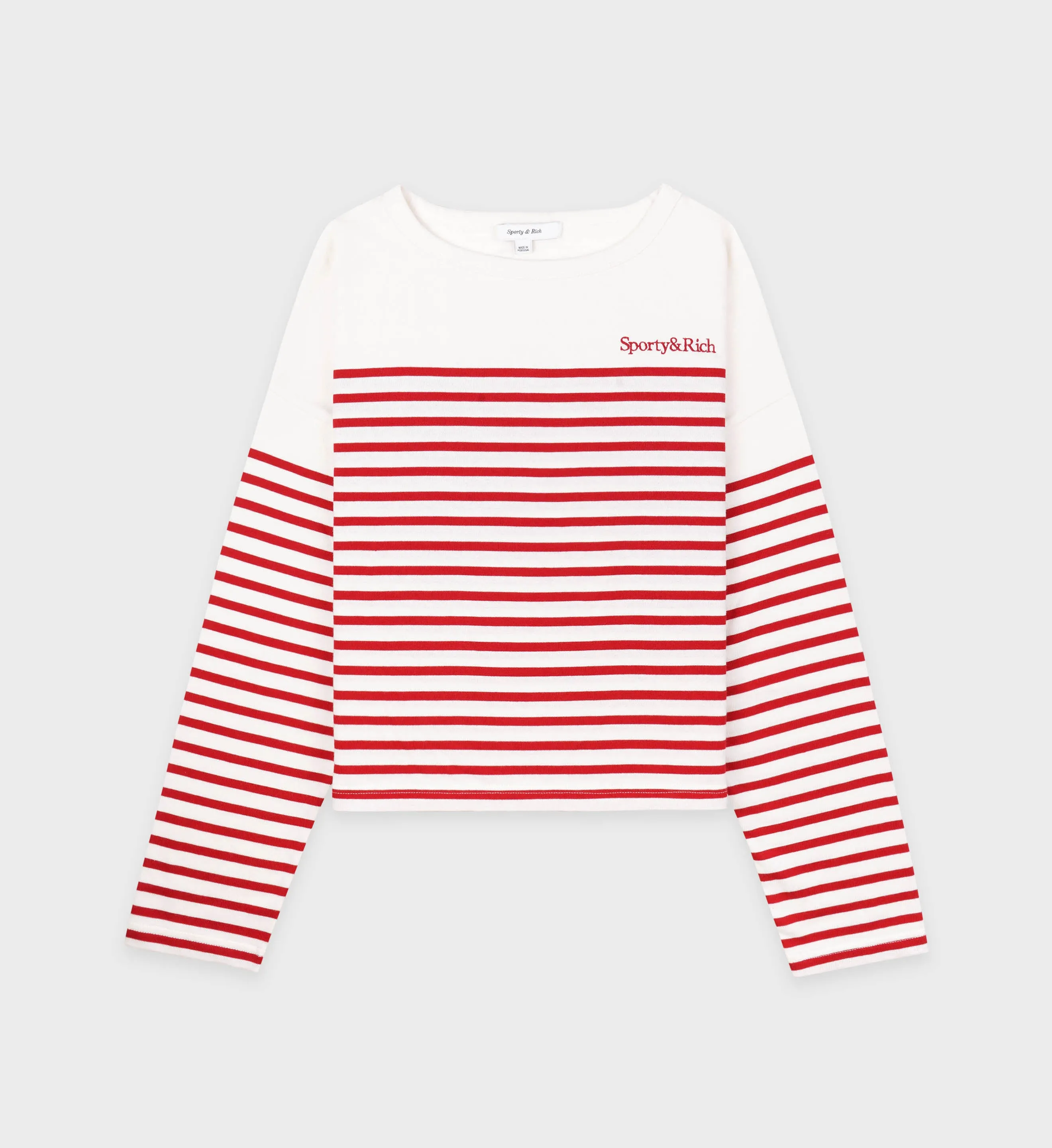 Serif Logo Mariniere Sweater - Off White/Red Stripe sold by Sporty and Rich