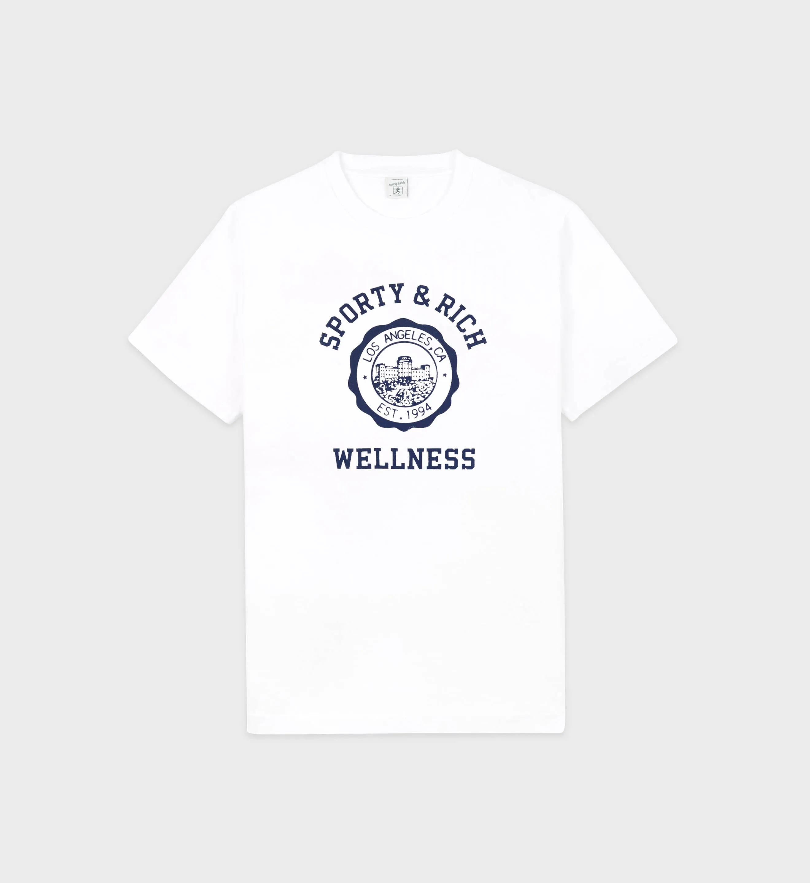 Emblem T-Shirt - White/Navy sold by Sporty and Rich