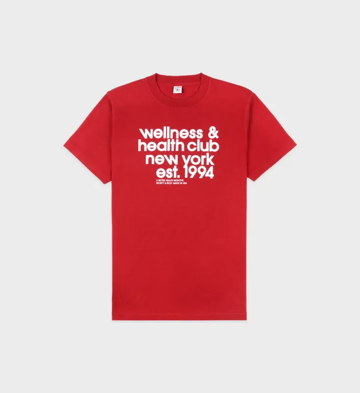 USA Health Club T-Shirt - Ruby/White sold by Sporty and Rich
