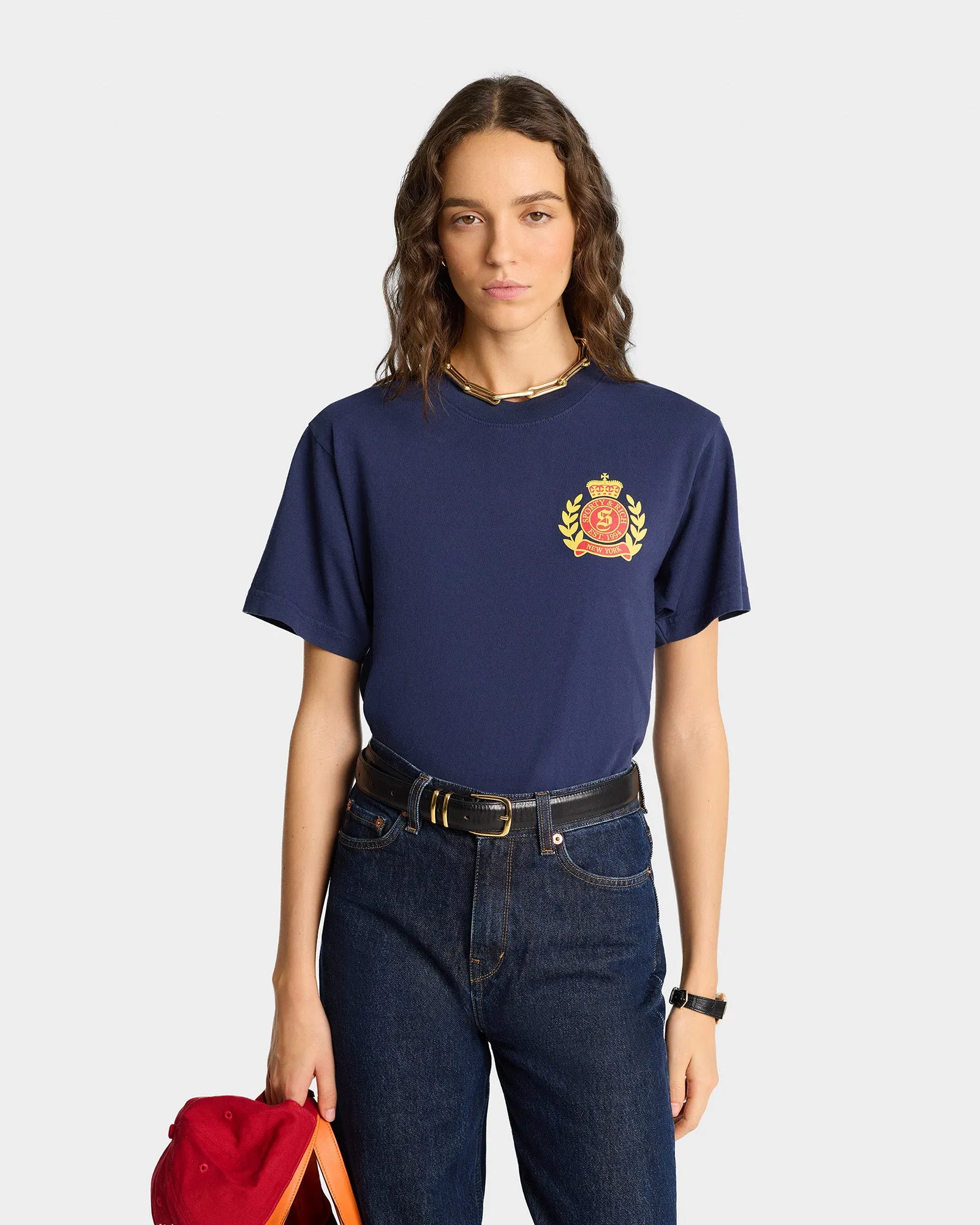NY Crest T-Shirt - Navy/Gold sold by Sporty and Rich product image thumbnail 3