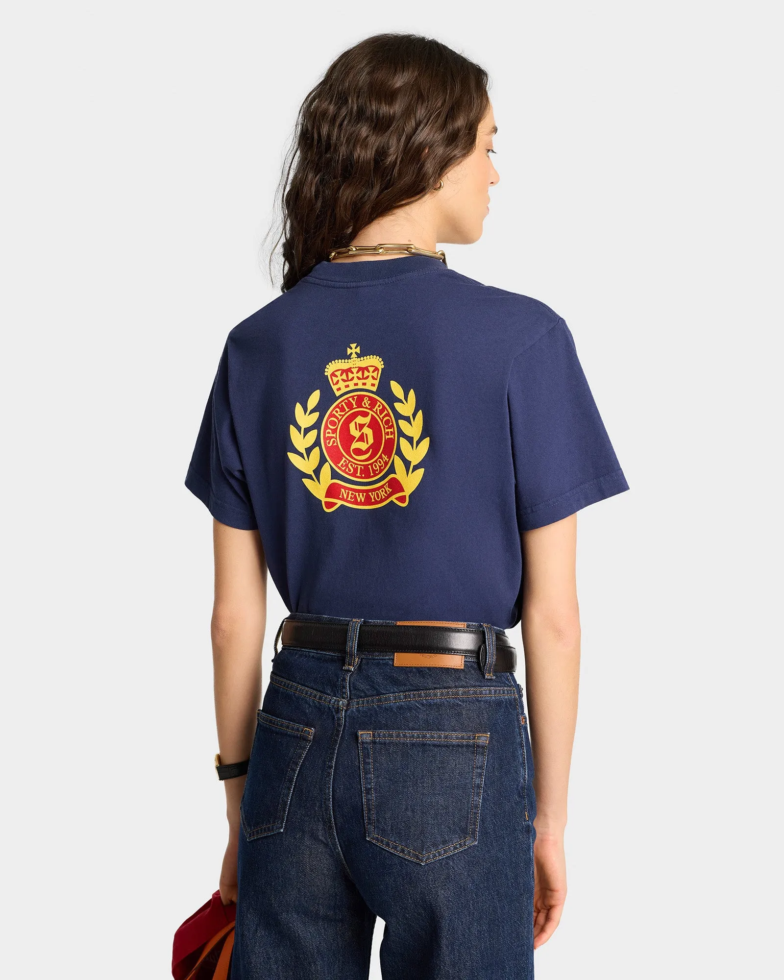 NY Crest T-Shirt - Navy/Gold sold by Sporty and Rich product image thumbnail 5