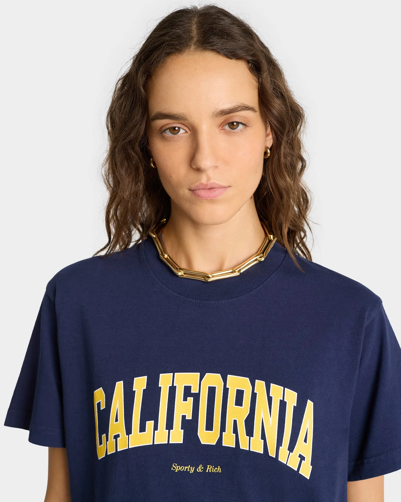 California T-Shirt - Navy/Gold sold by Sporty and Rich product image thumbnail 4