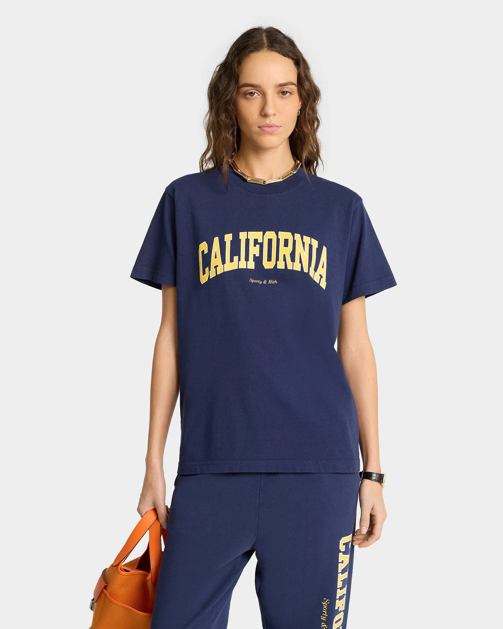 California T-Shirt - Navy/Gold sold by Sporty and Rich product image thumbnail 3