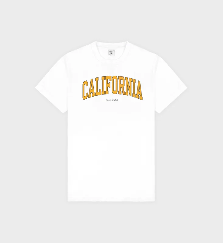 California T-Shirt - White/Gold sold by Sporty and Rich