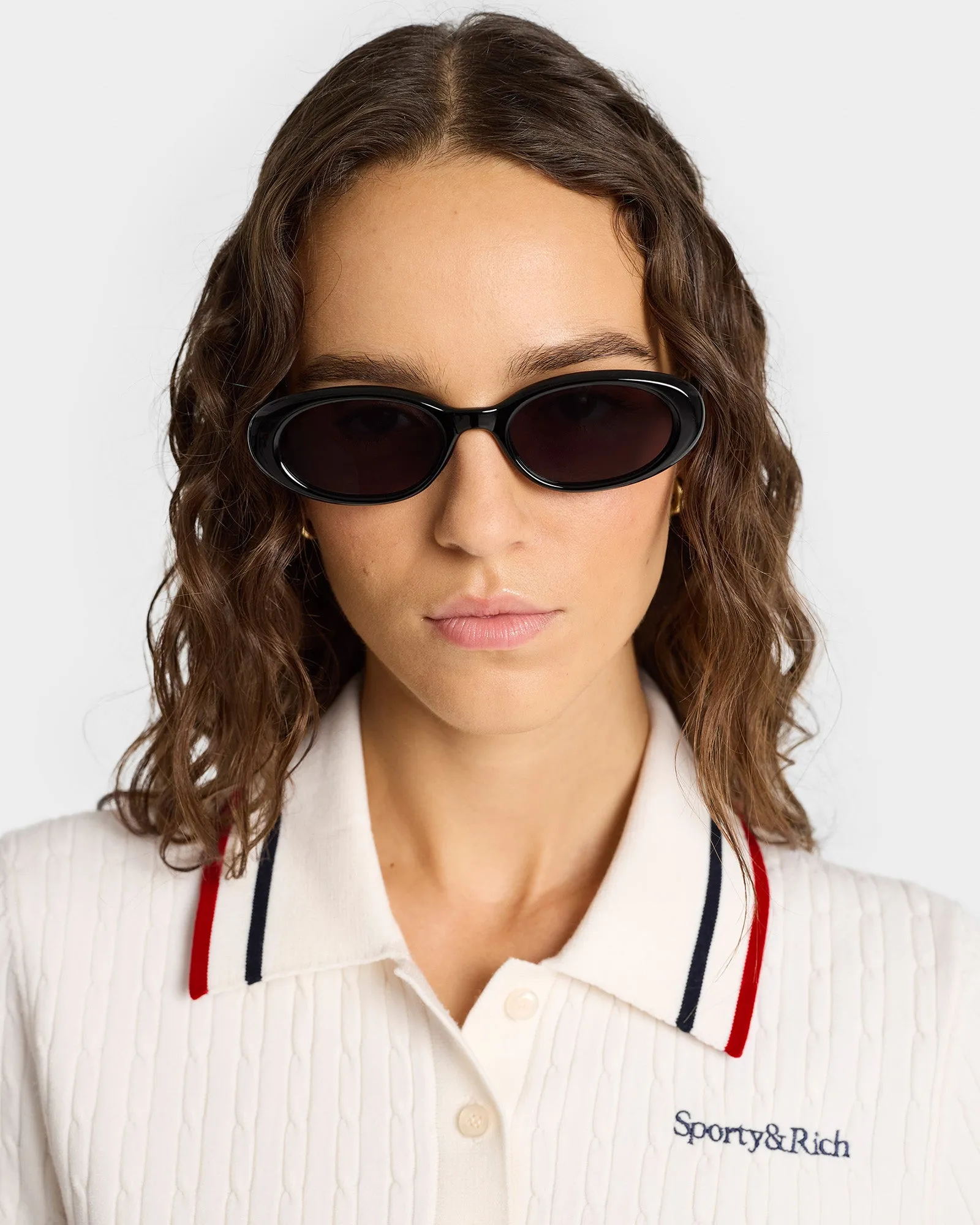 Serif Logo MIni Cable Polo - Off White/Navy/Red sold by Sporty and Rich product image thumbnail 4