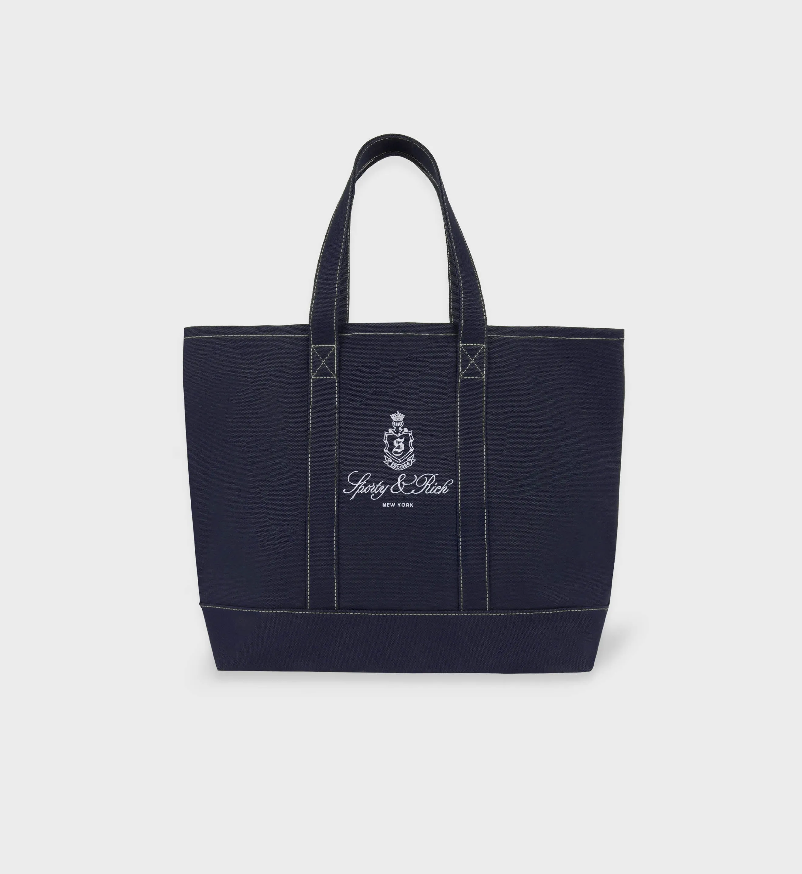 Vendome Tote Bag - Navy/White sold by Sporty and Rich
