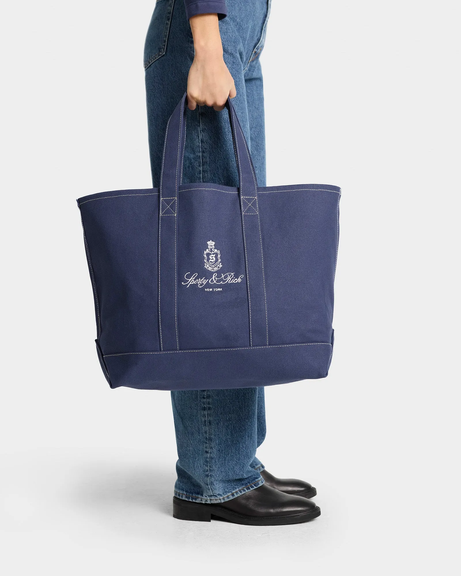 Vendome Tote Bag - Navy/White sold by Sporty and Rich product image thumbnail 2