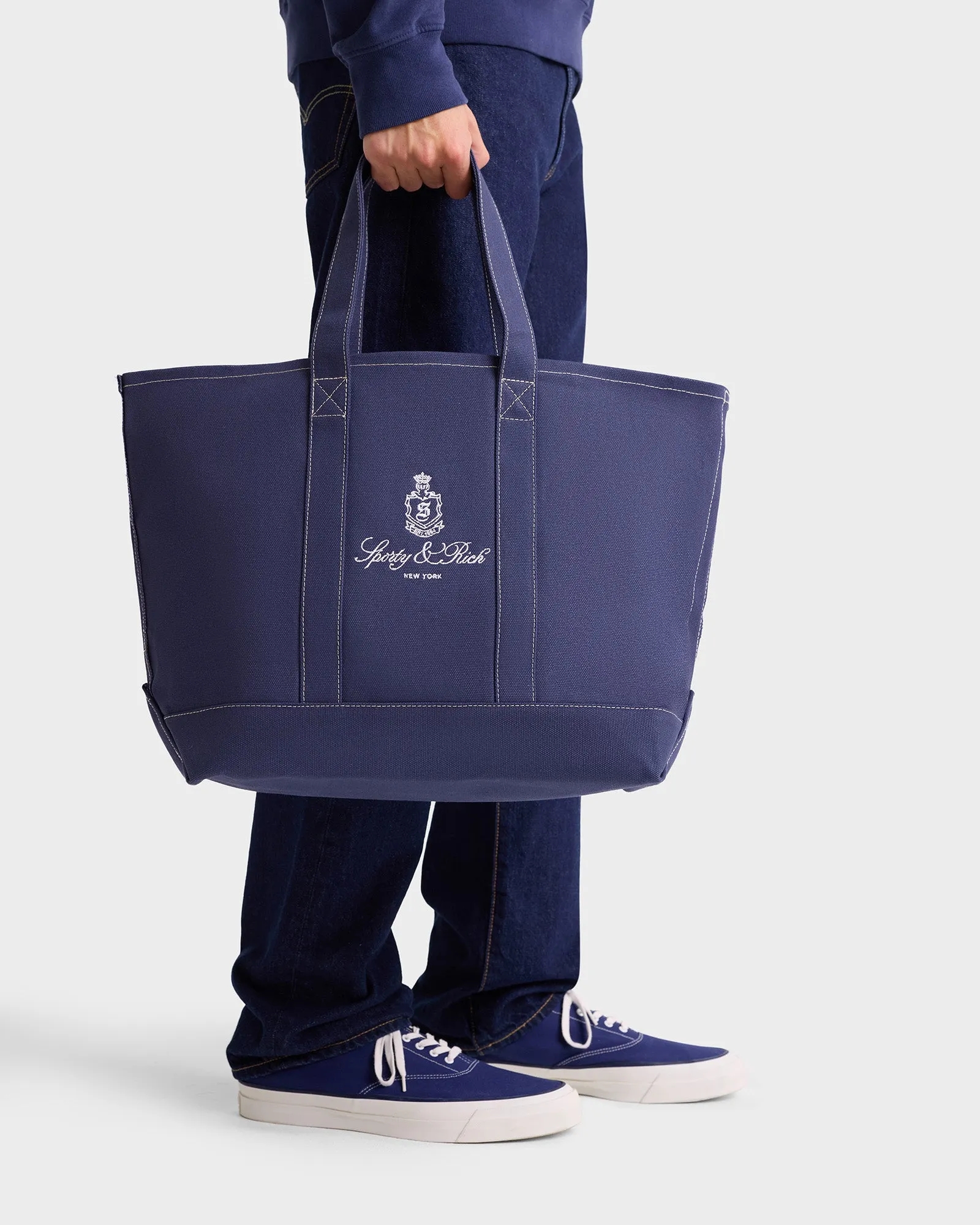 Vendome Tote Bag - Navy/White sold by Sporty and Rich product image thumbnail 3