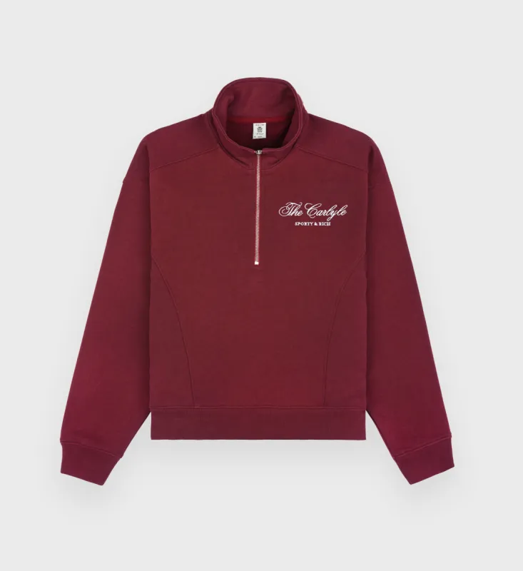 The Carlyle Script Quarter Zip - Merlot/White sold by Sporty and Rich