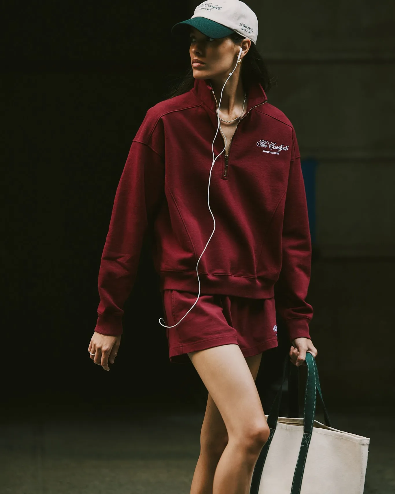 The Carlyle Script Quarter Zip - Merlot/White sold by Sporty and Rich product image thumbnail 2